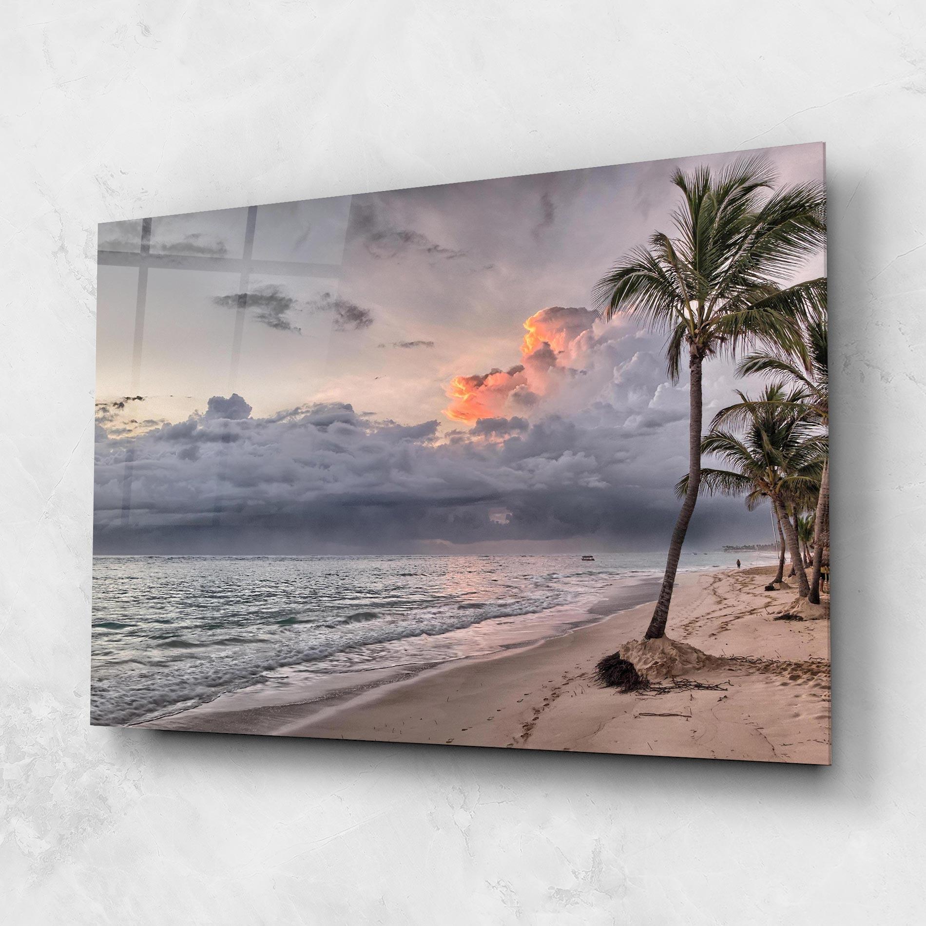 Tablou Sticla Cloudy Beach mockup 1