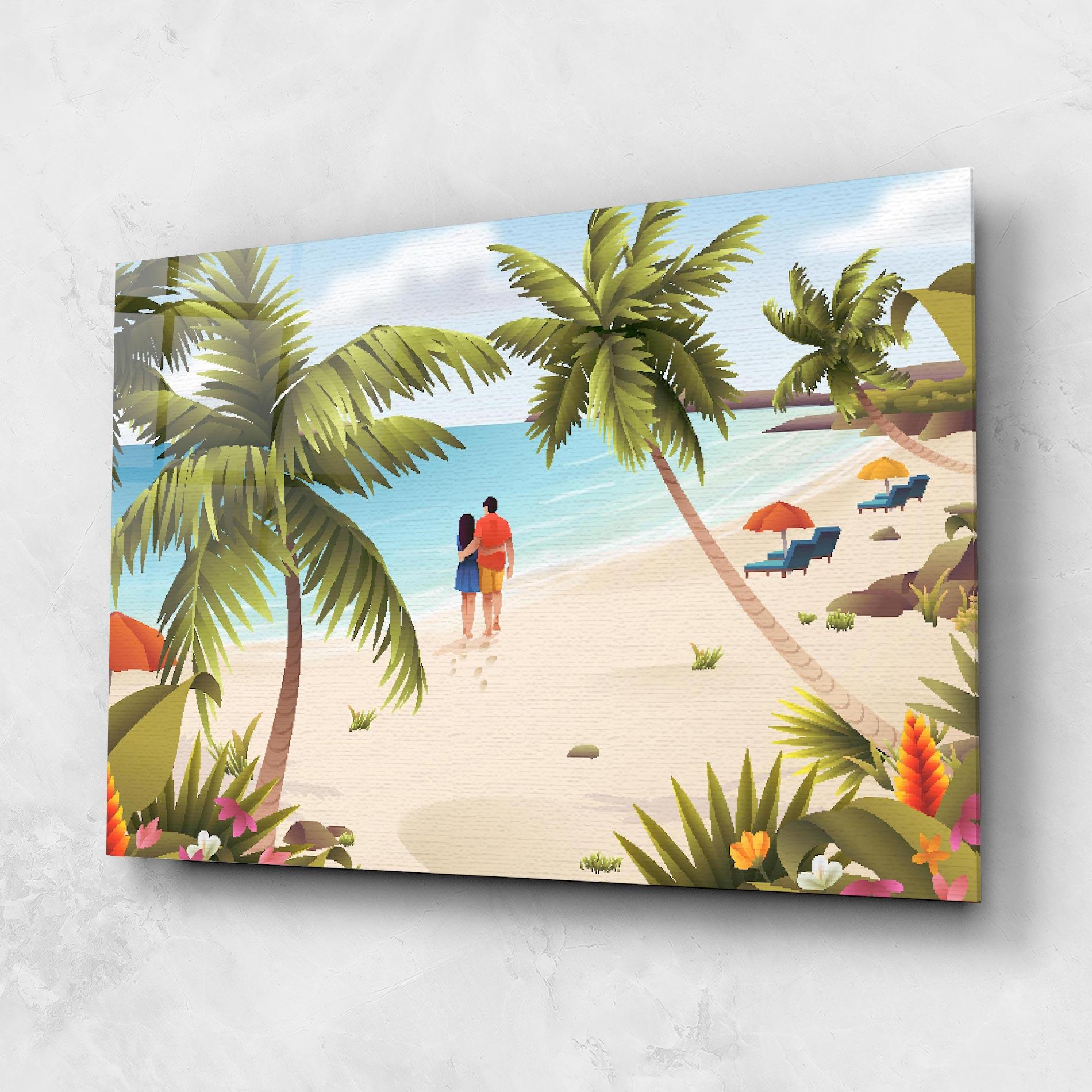 Tablou Sticla Couple Beach mockup 1