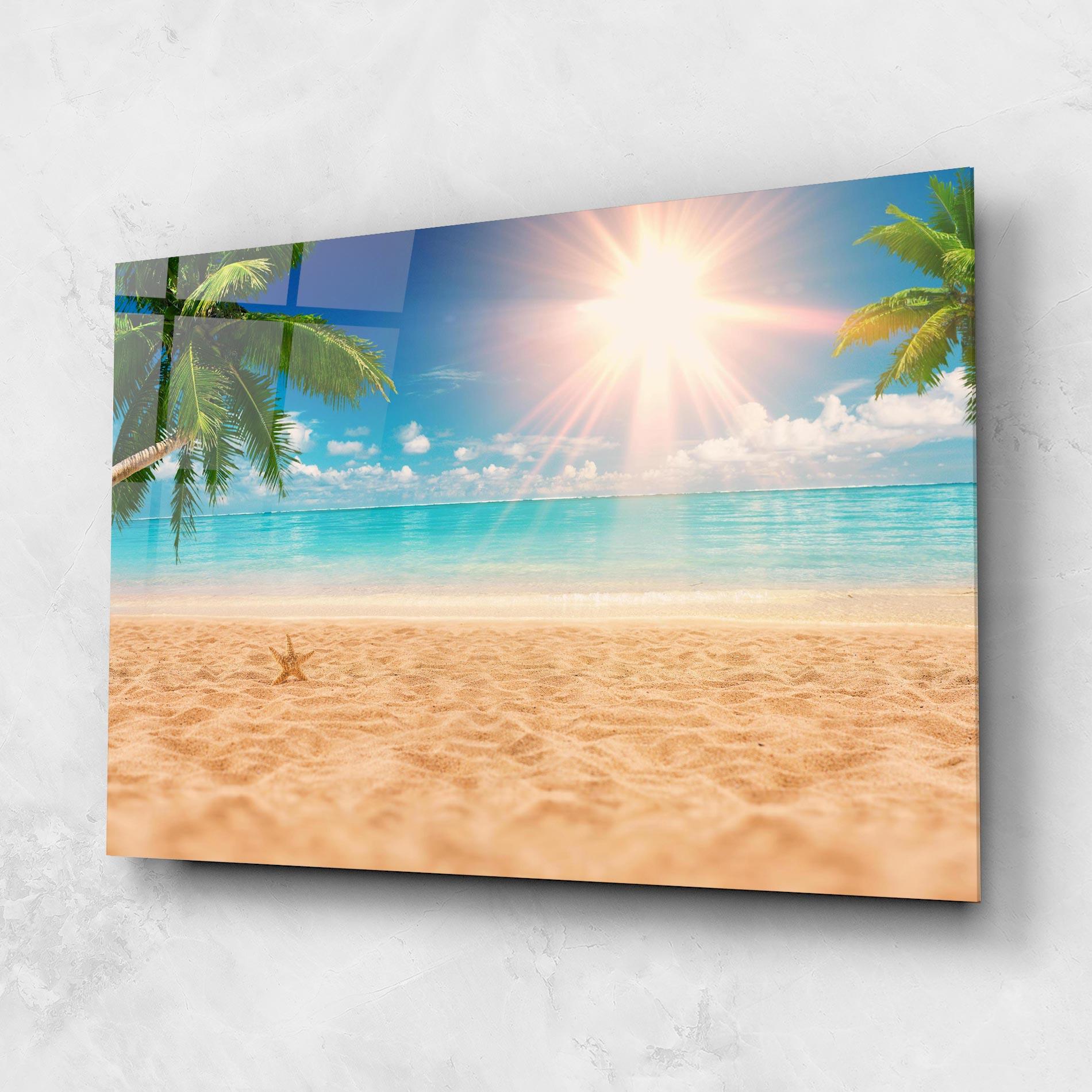Tablou Sticla Exotic Beach Ocean mockup 1