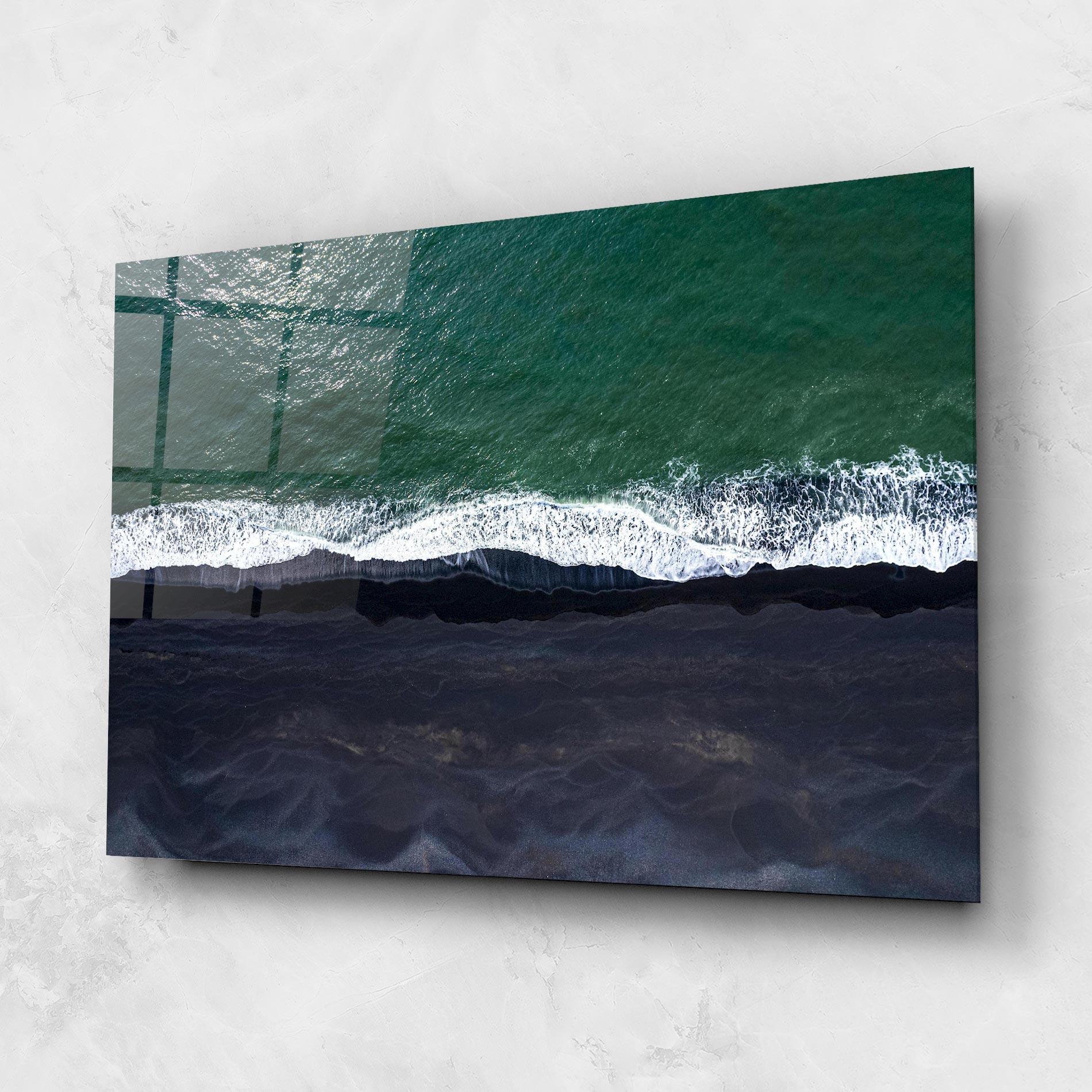 Tablou Sticla Green Blue Beach mockup 1