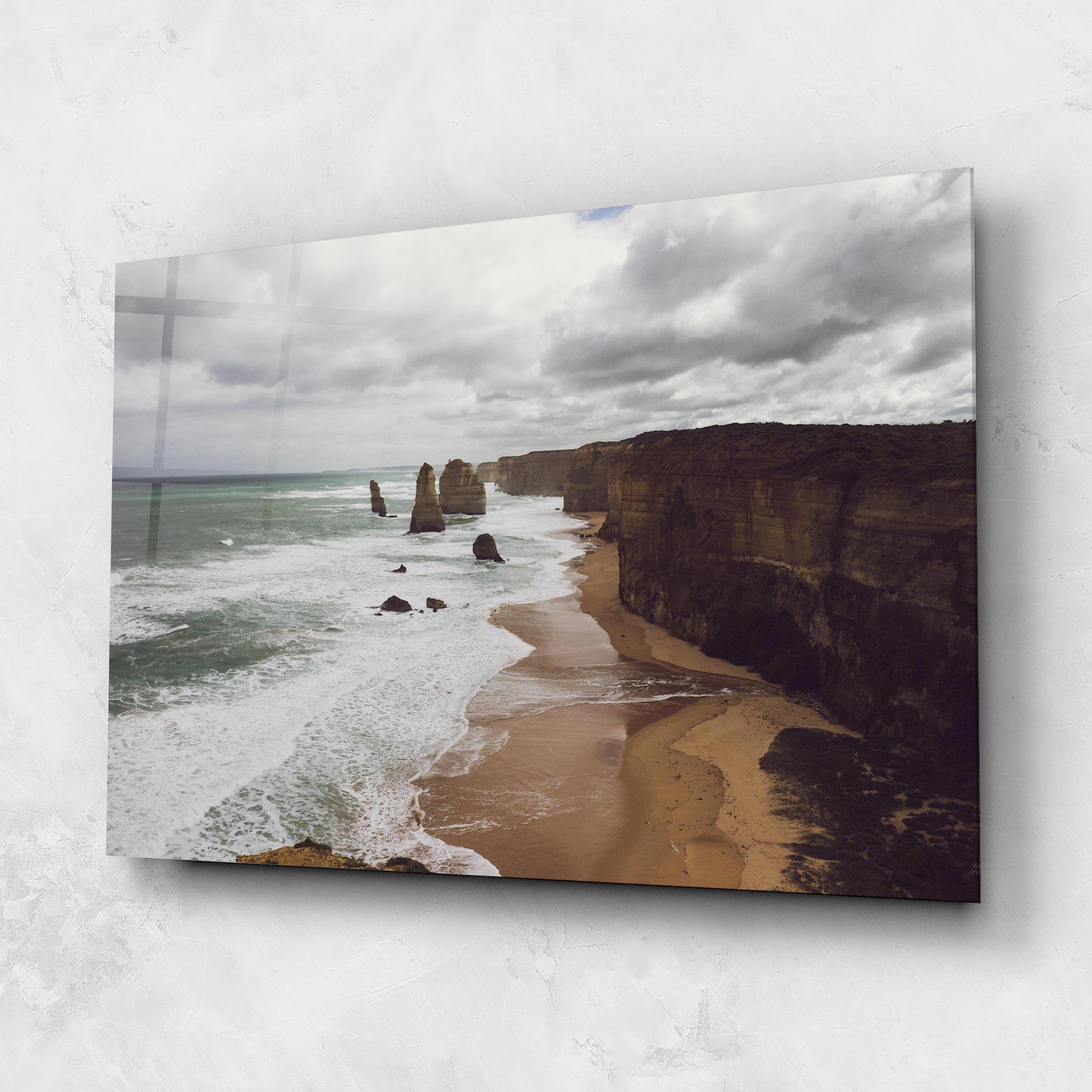 Tablou Sticla Grey Clouds Beach mockup 1