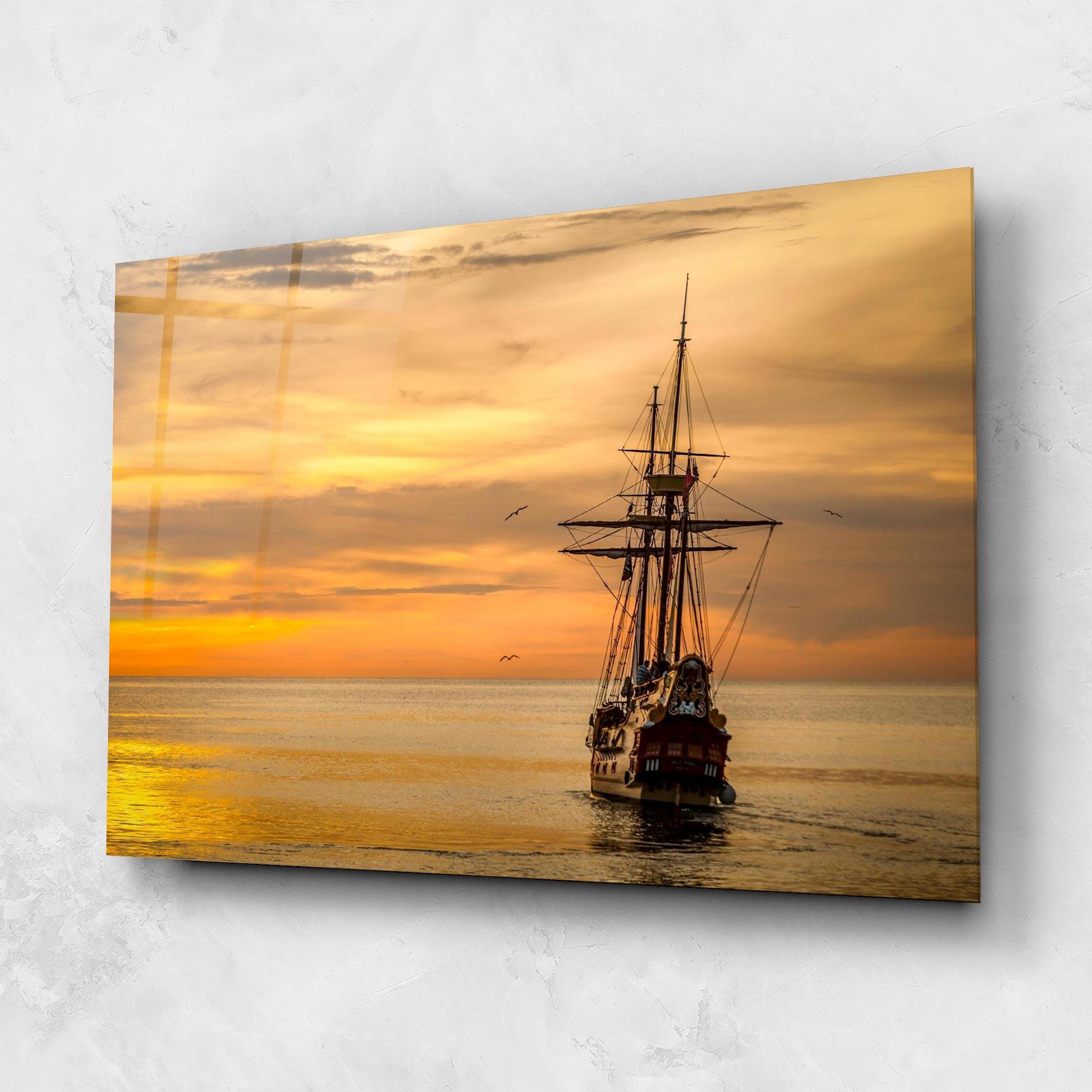 Tablou Sticla Sunset Over The Sea mockup 1