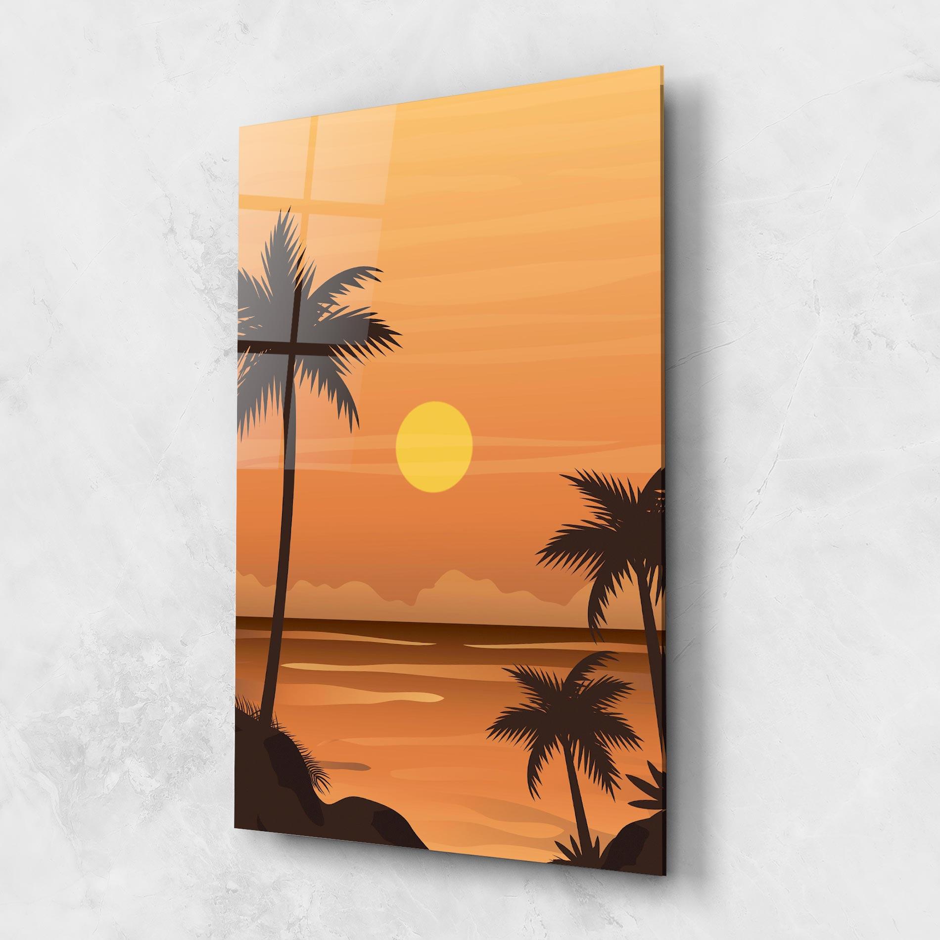 Tablou Sticla Sunset Beach 01 mockup 1