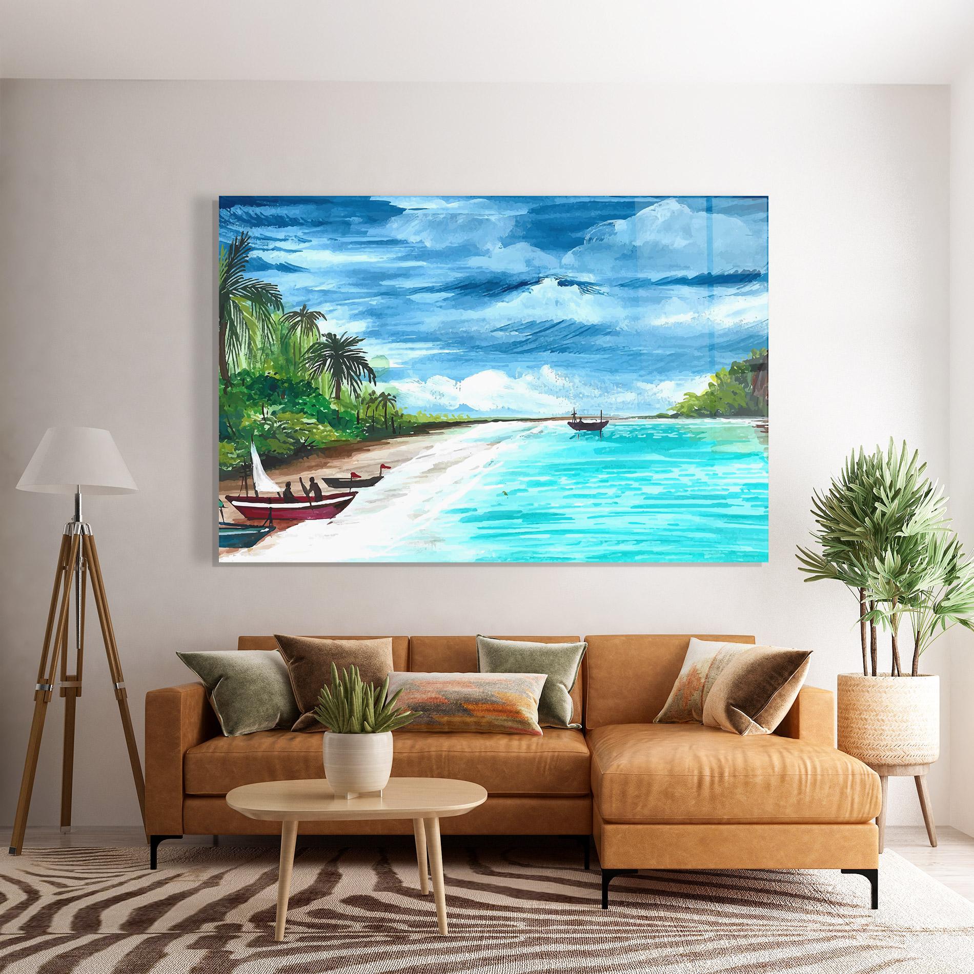 Tablou Sticla Beach Painting Art mockup 7
