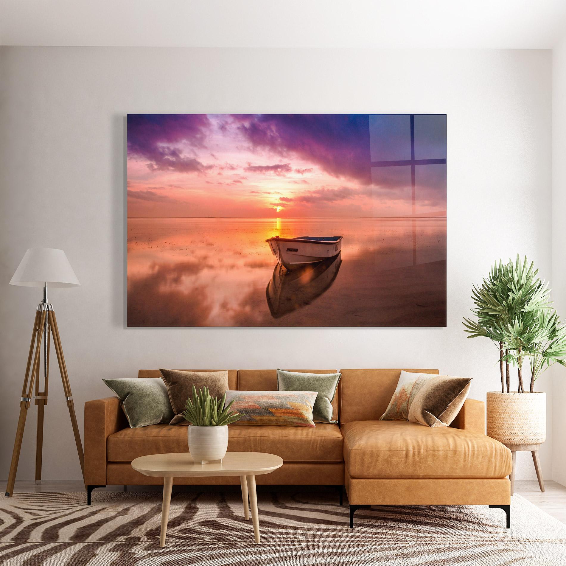 Tablou Sticla Beach Purple View mockup 7