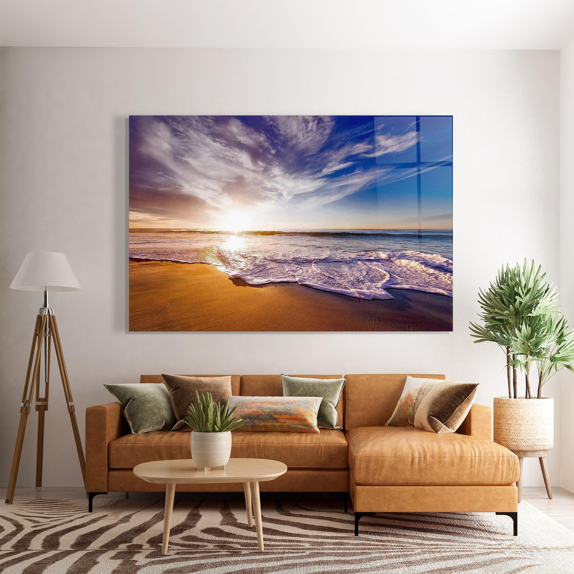 Tablou Sticla Beach Sunrise mockup 7