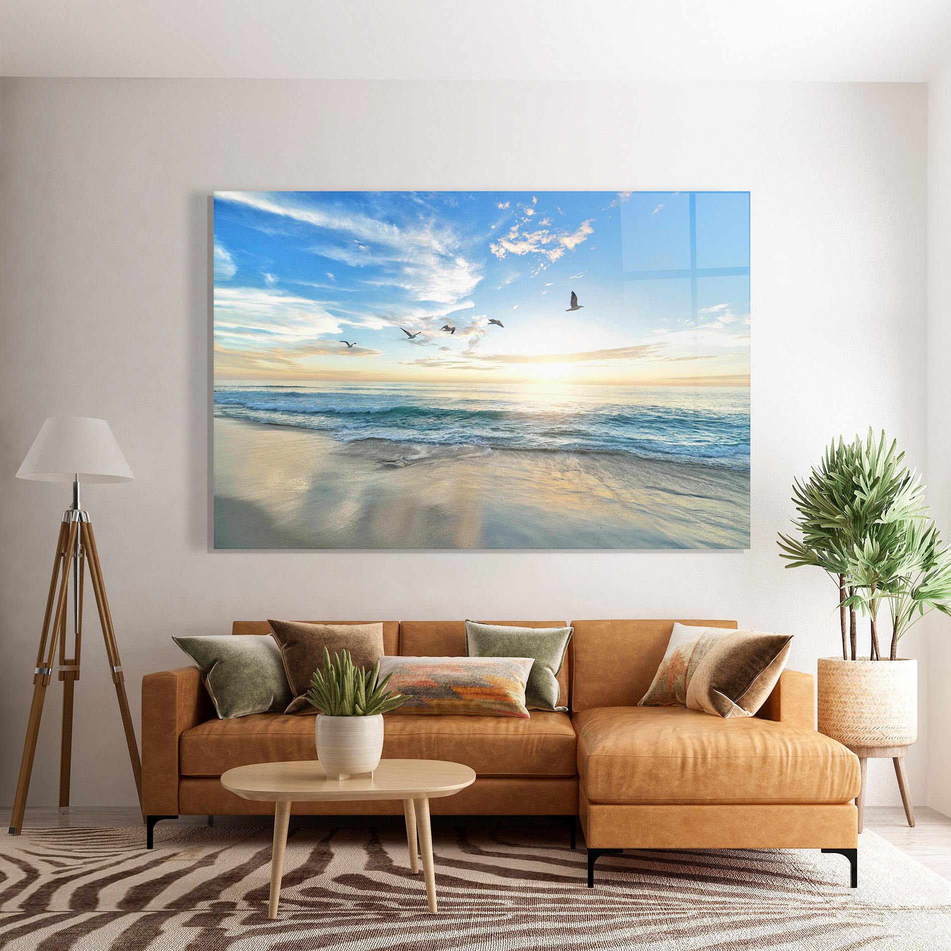 Tablou Sticla Beautiful Beach mockup 7