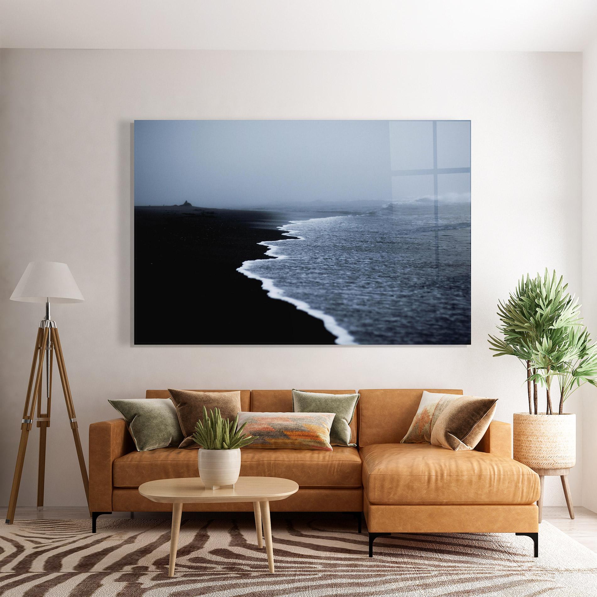 Tablou Sticla Black Beach View mockup 7