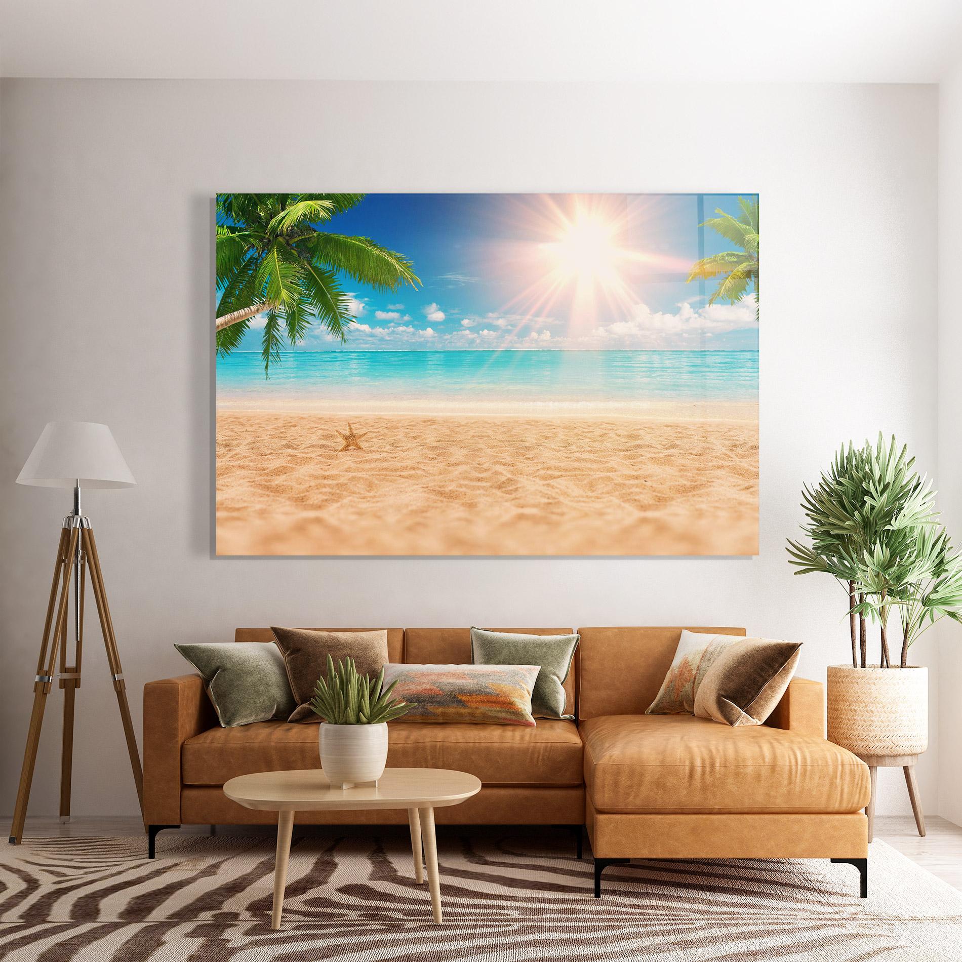 Tablou Sticla Exotic Beach Ocean mockup 7