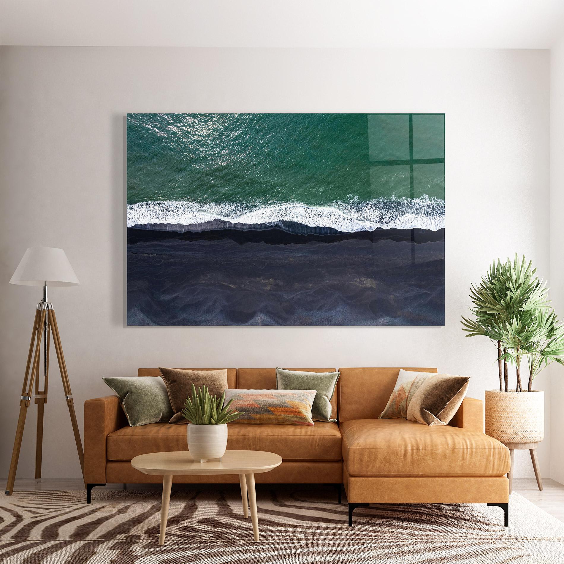 Tablou Sticla Green Blue Beach mockup 7