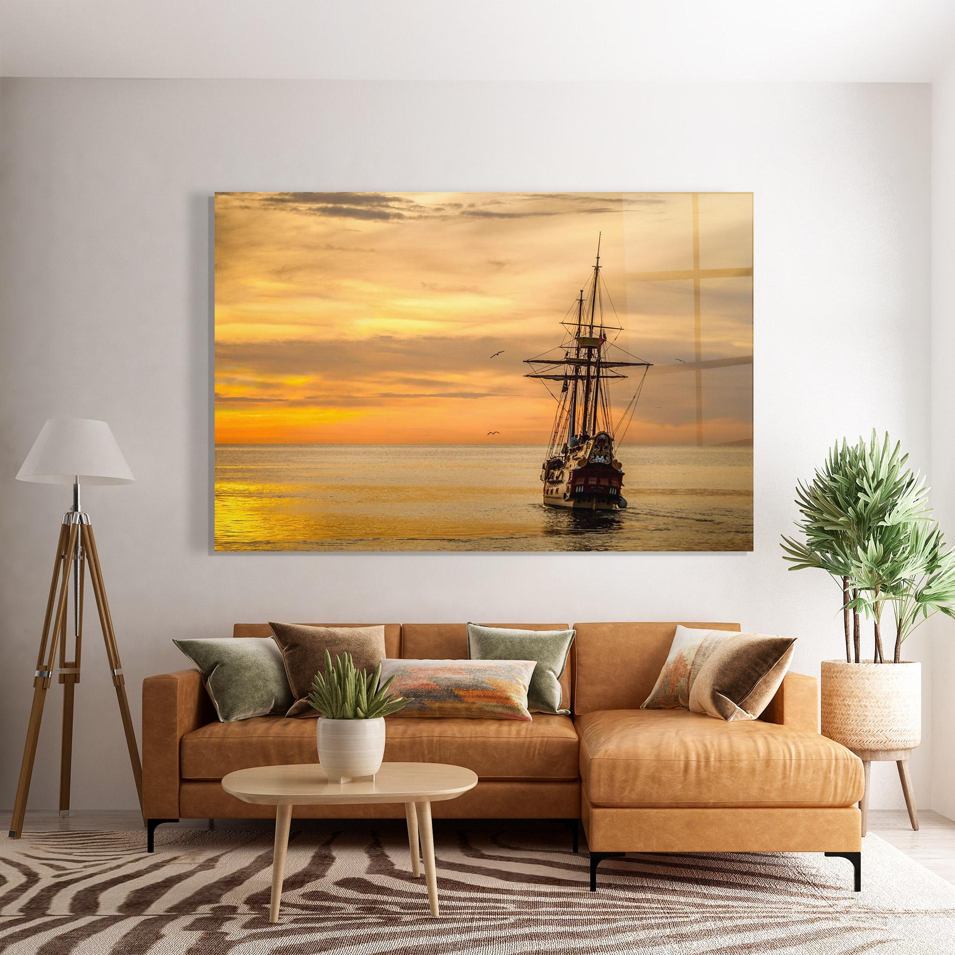 Tablou Sticla Sunset Over The Sea mockup 7