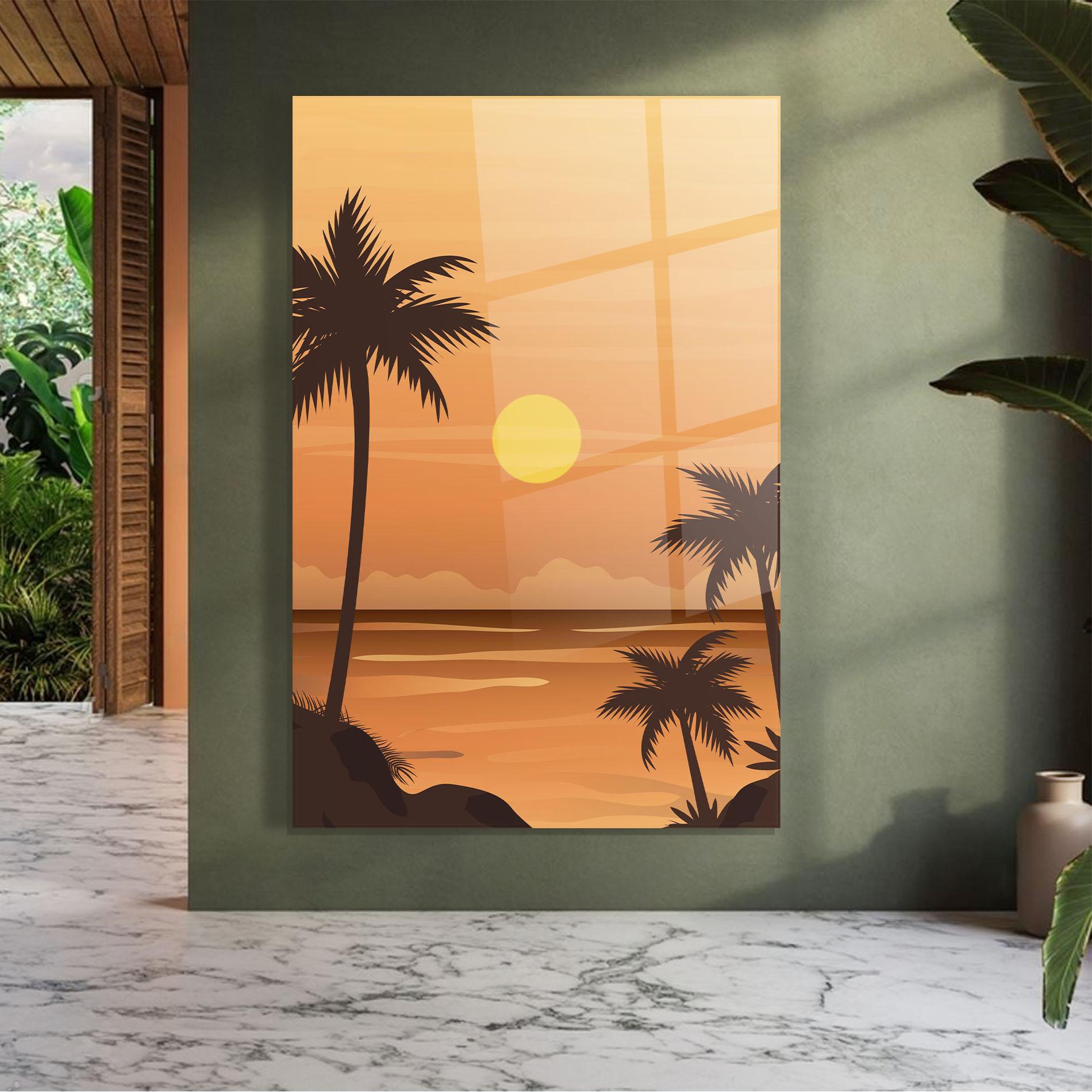 Tablou Sticla Sunset Beach 01 mockup 7