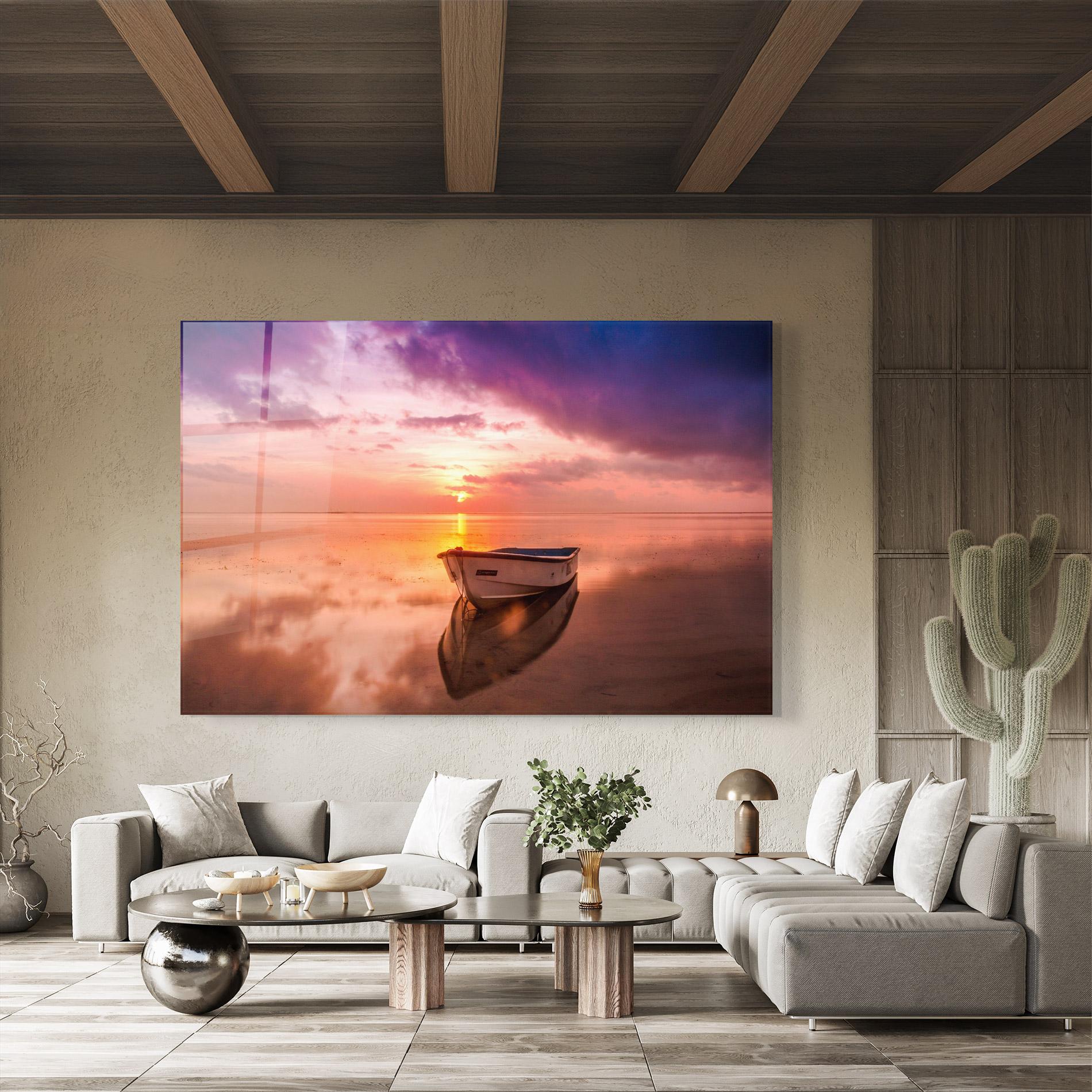 Tablou Sticla Beach Purple View mockup 8