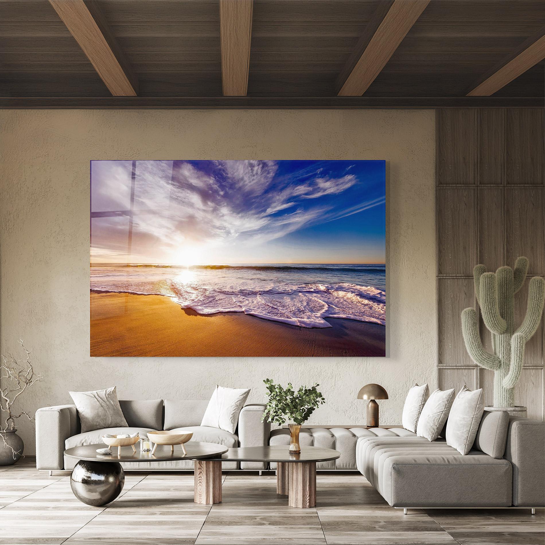 Tablou Sticla Beach Sunrise mockup 8