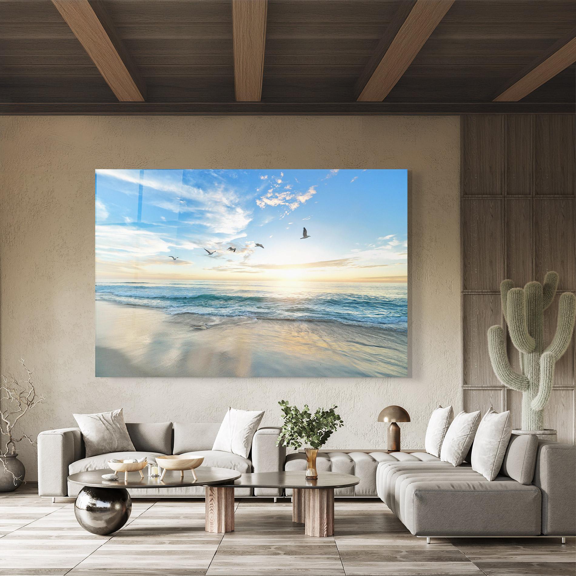 Tablou Sticla Beautiful Beach mockup 8