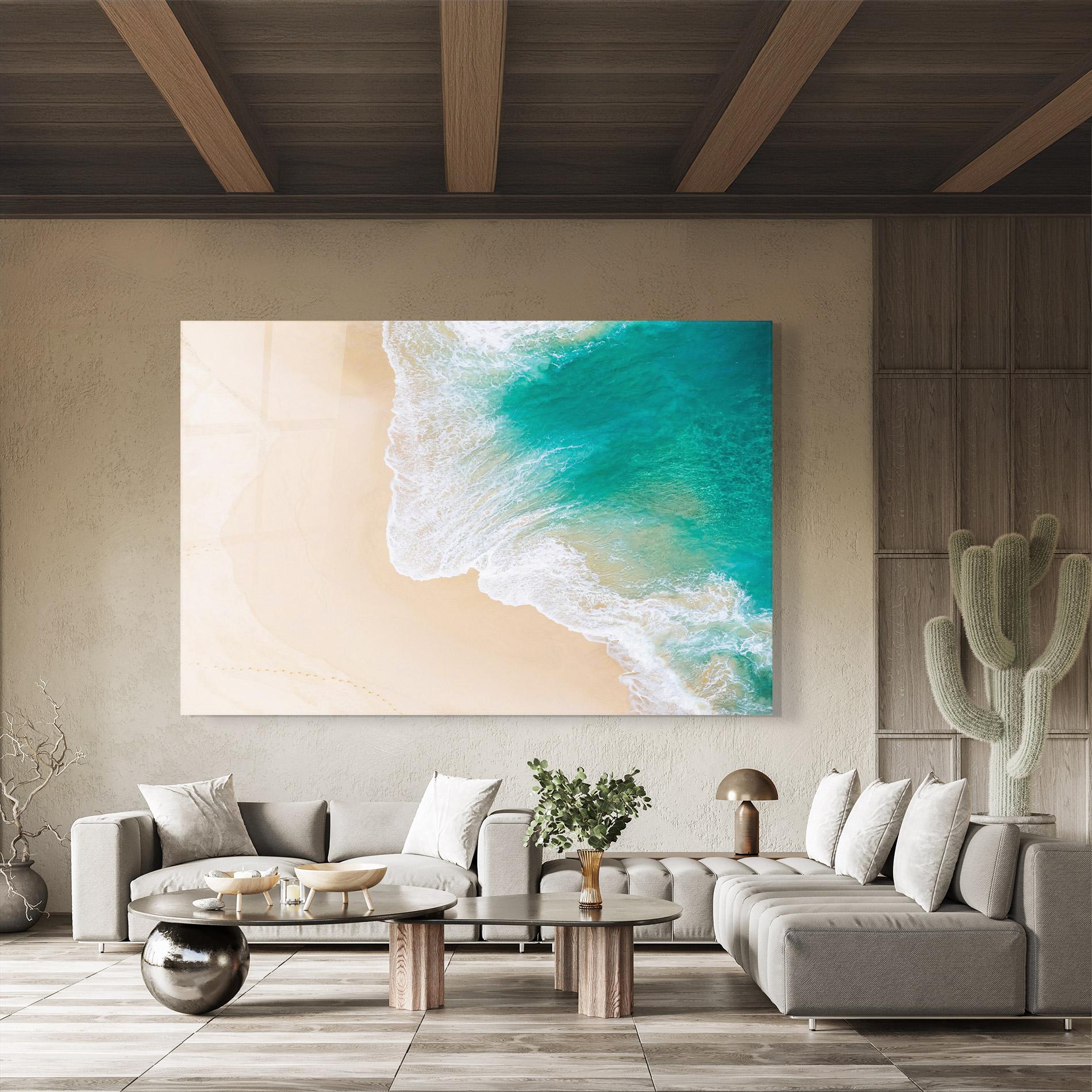 Tablou Sticla Beautiful Blue Waves mockup 8