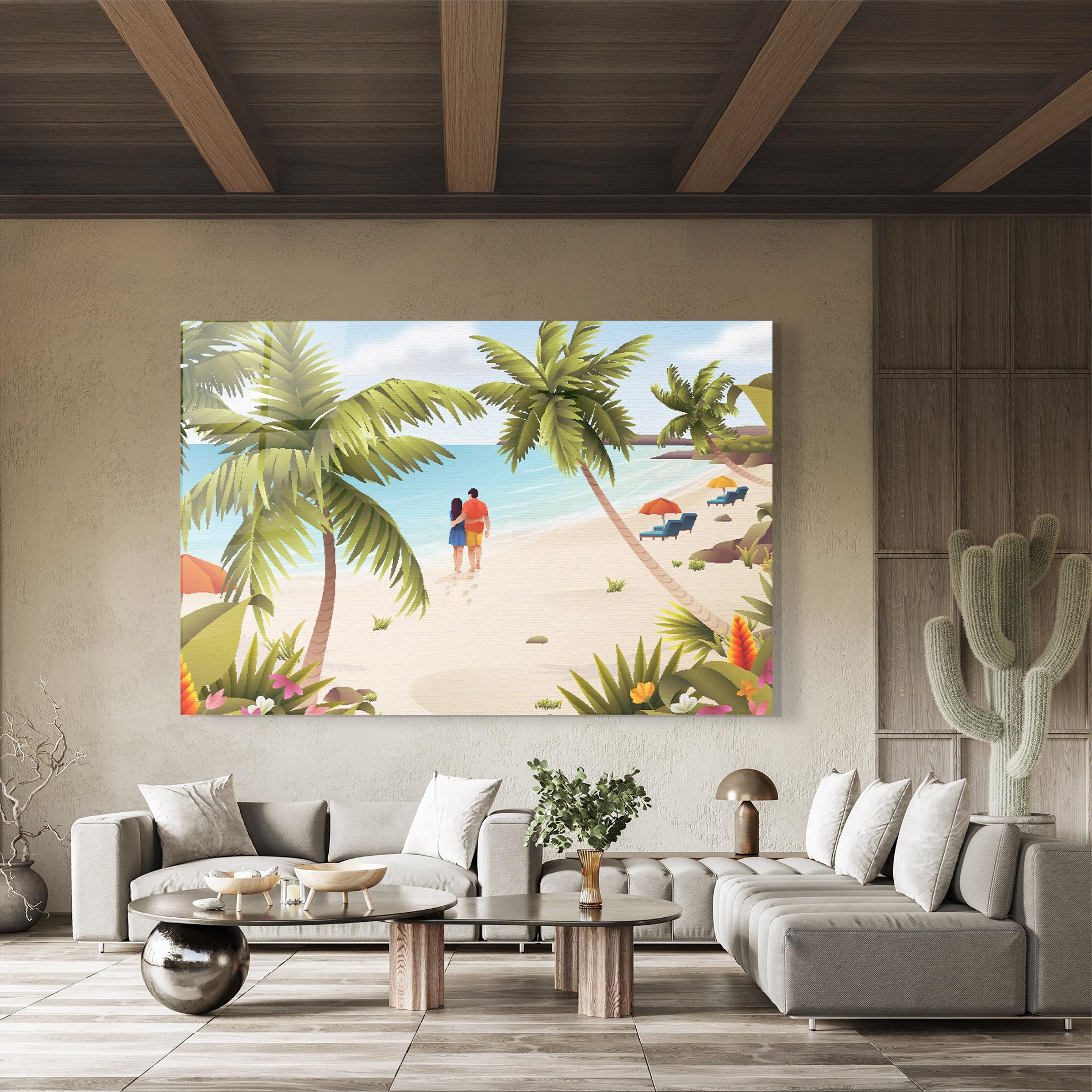 Tablou Sticla Couple Beach mockup 8