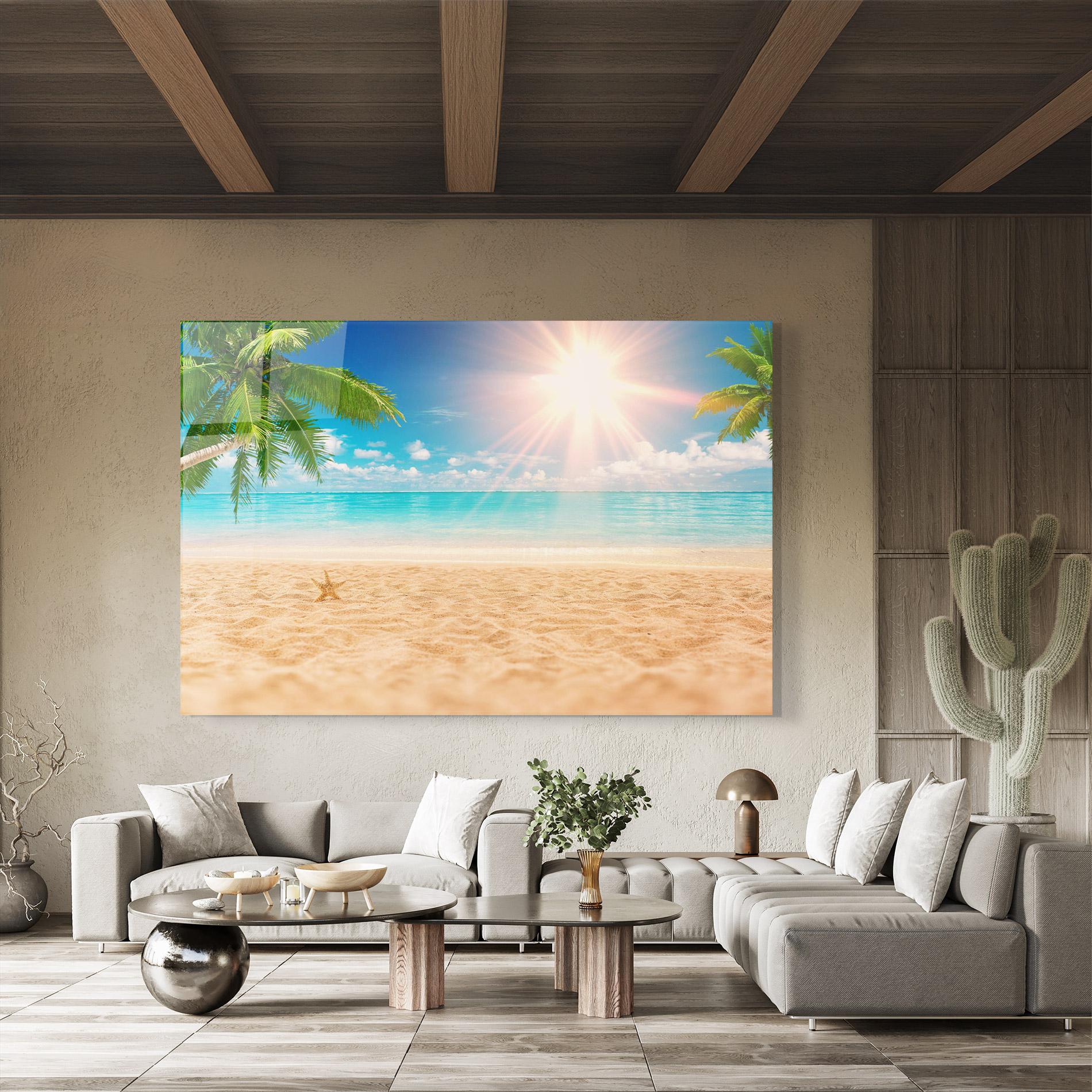 Tablou Sticla Exotic Beach Ocean mockup 8