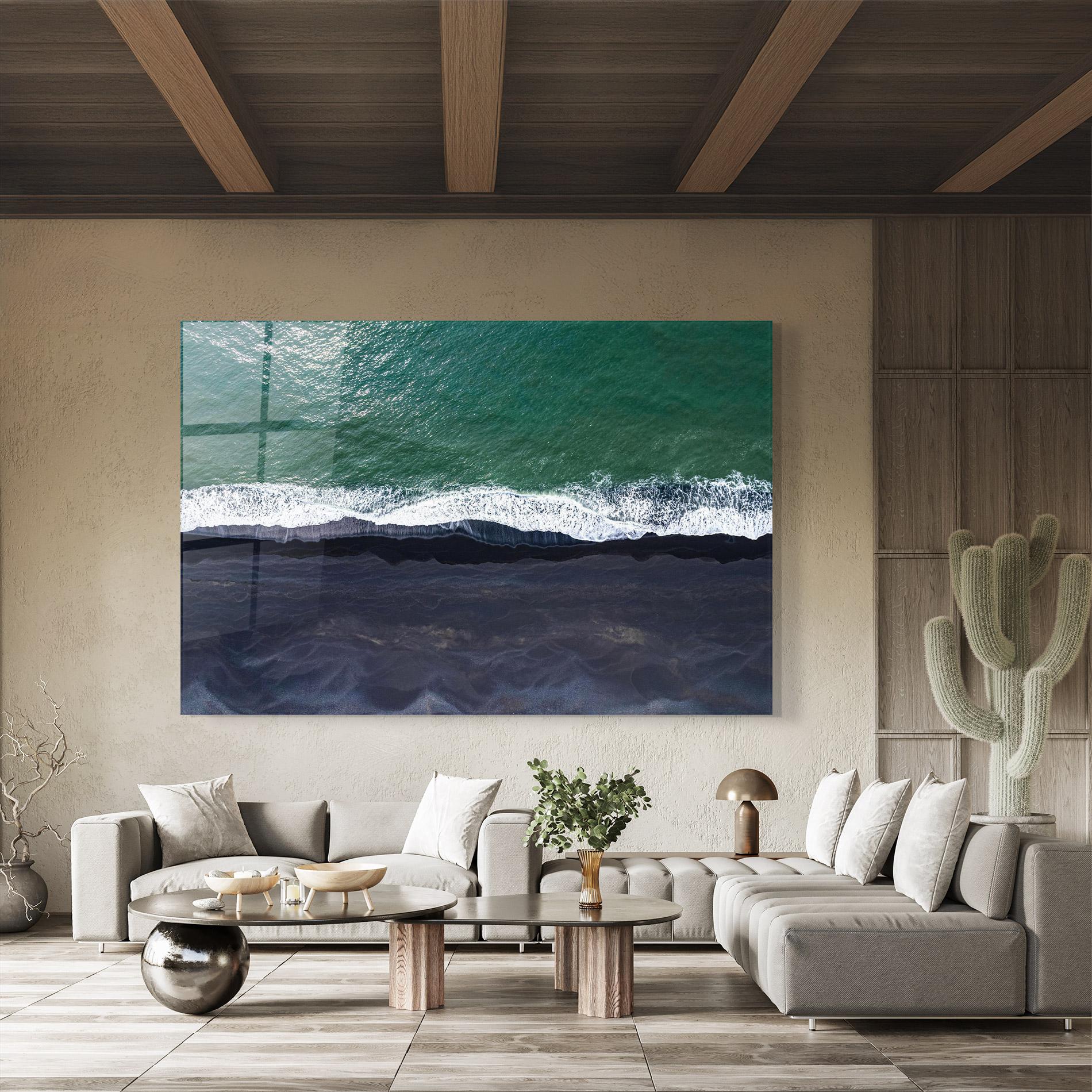 Tablou Sticla Green Blue Beach mockup 8