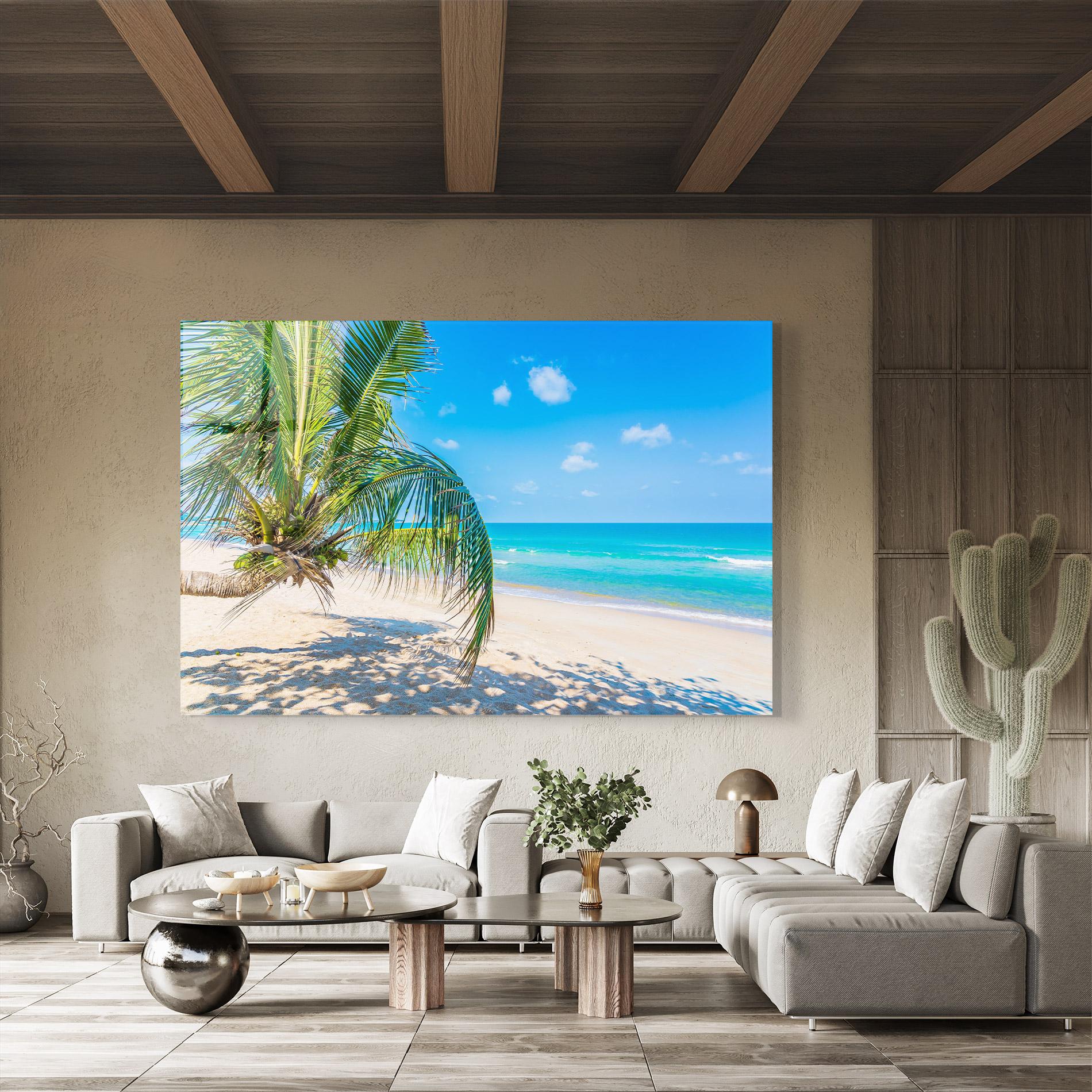 Tablou Sticla Tropical Beach View mockup 8