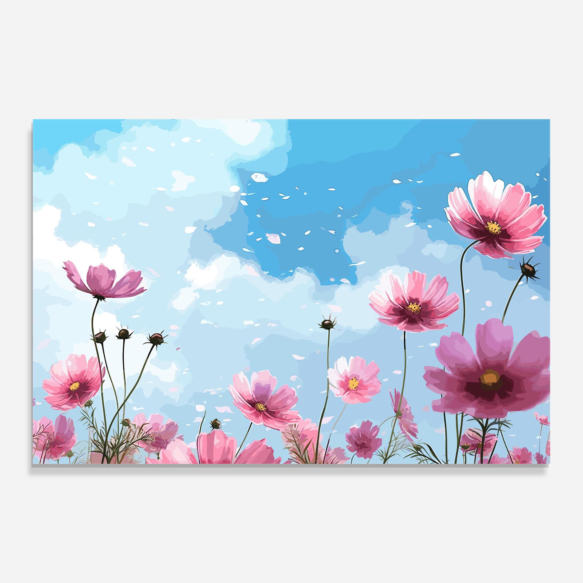 Tablou Sticla Pink Flowers Spring mockup 0