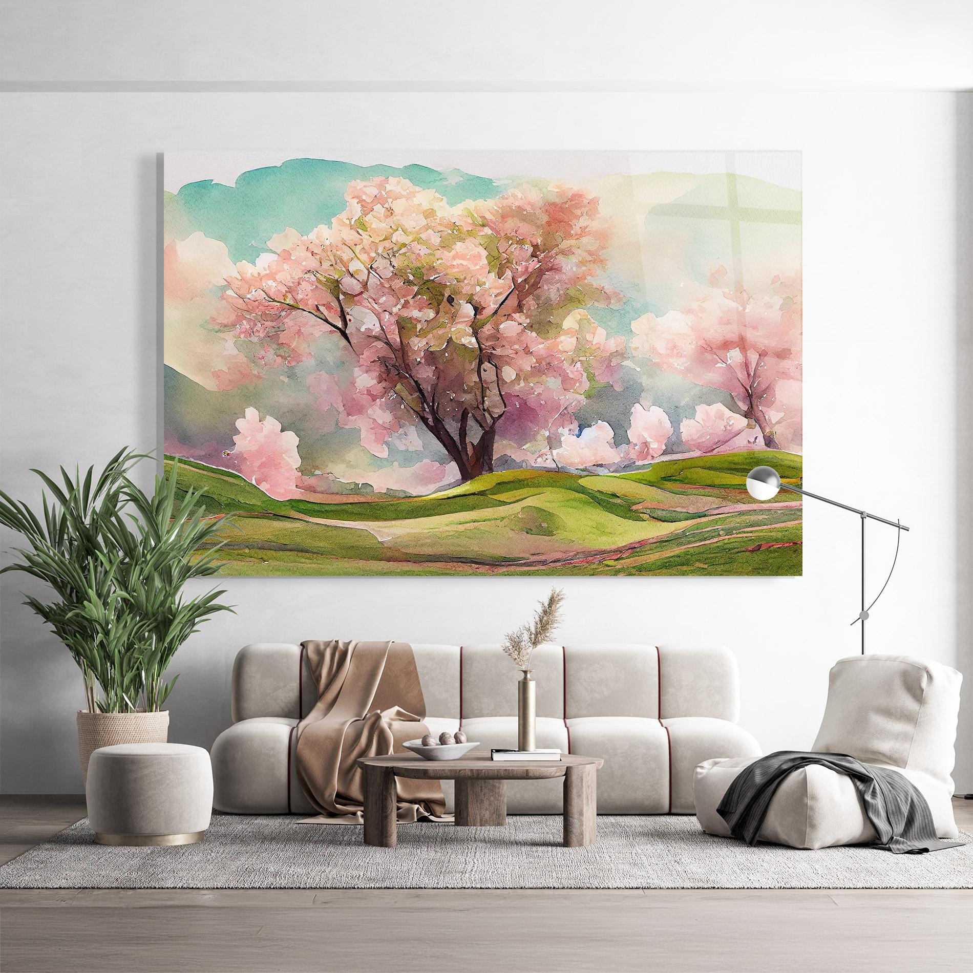 Tablou Sticla Big Spring Trees mockup 9