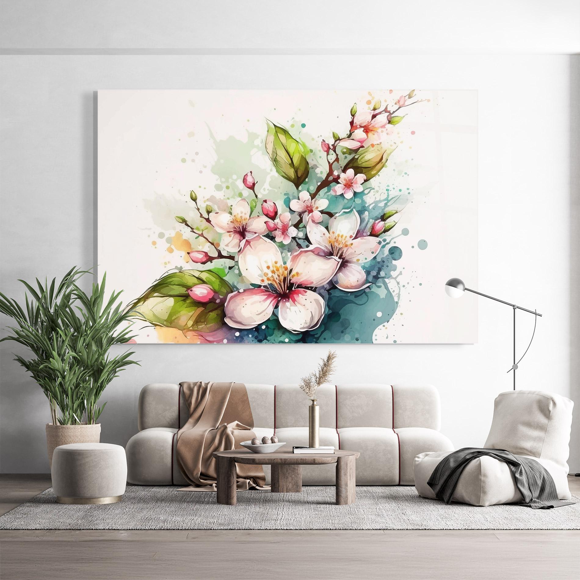 Tablou Sticla Cream Pink Spring mockup 9