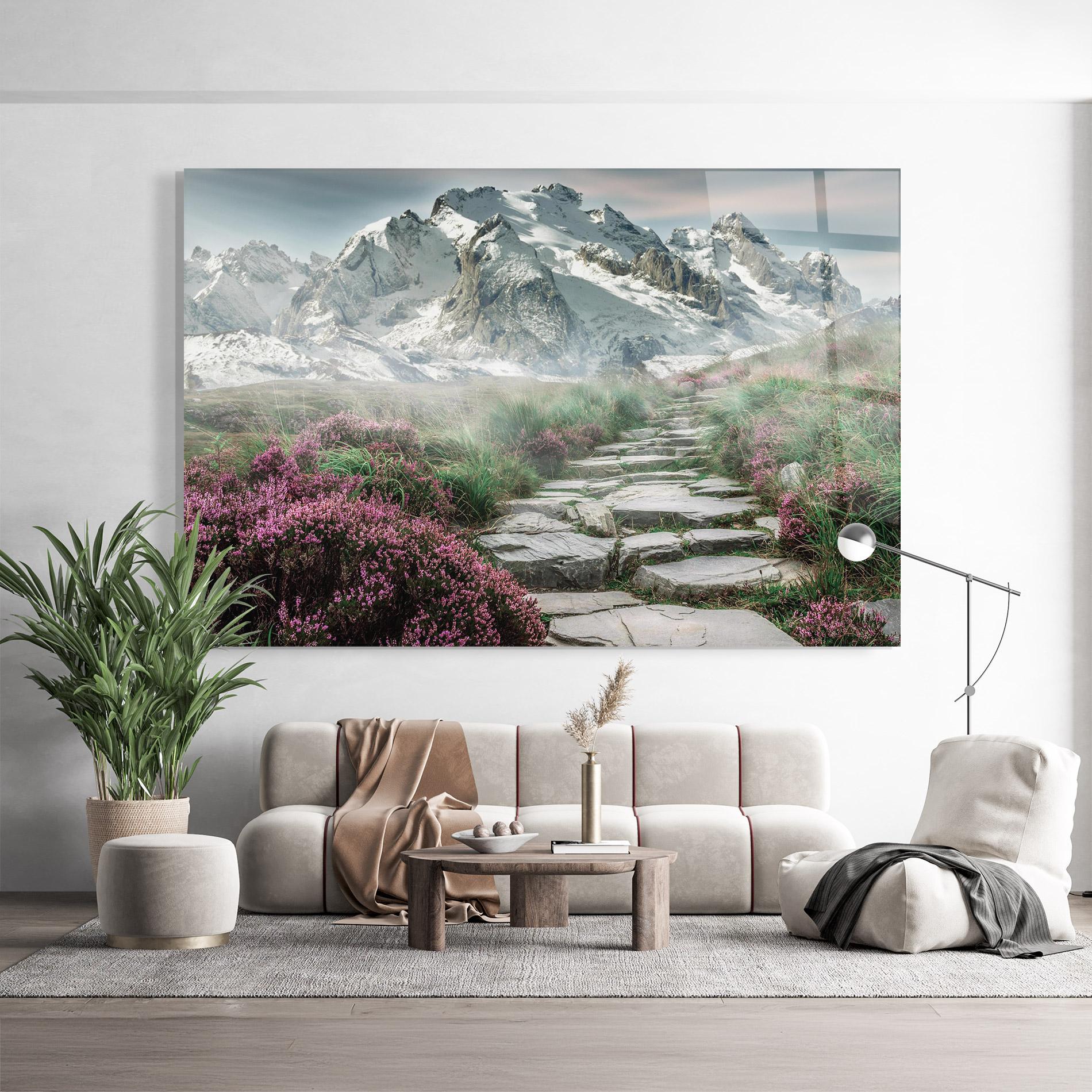 Tablou Sticla Mountain Spring View mockup 9