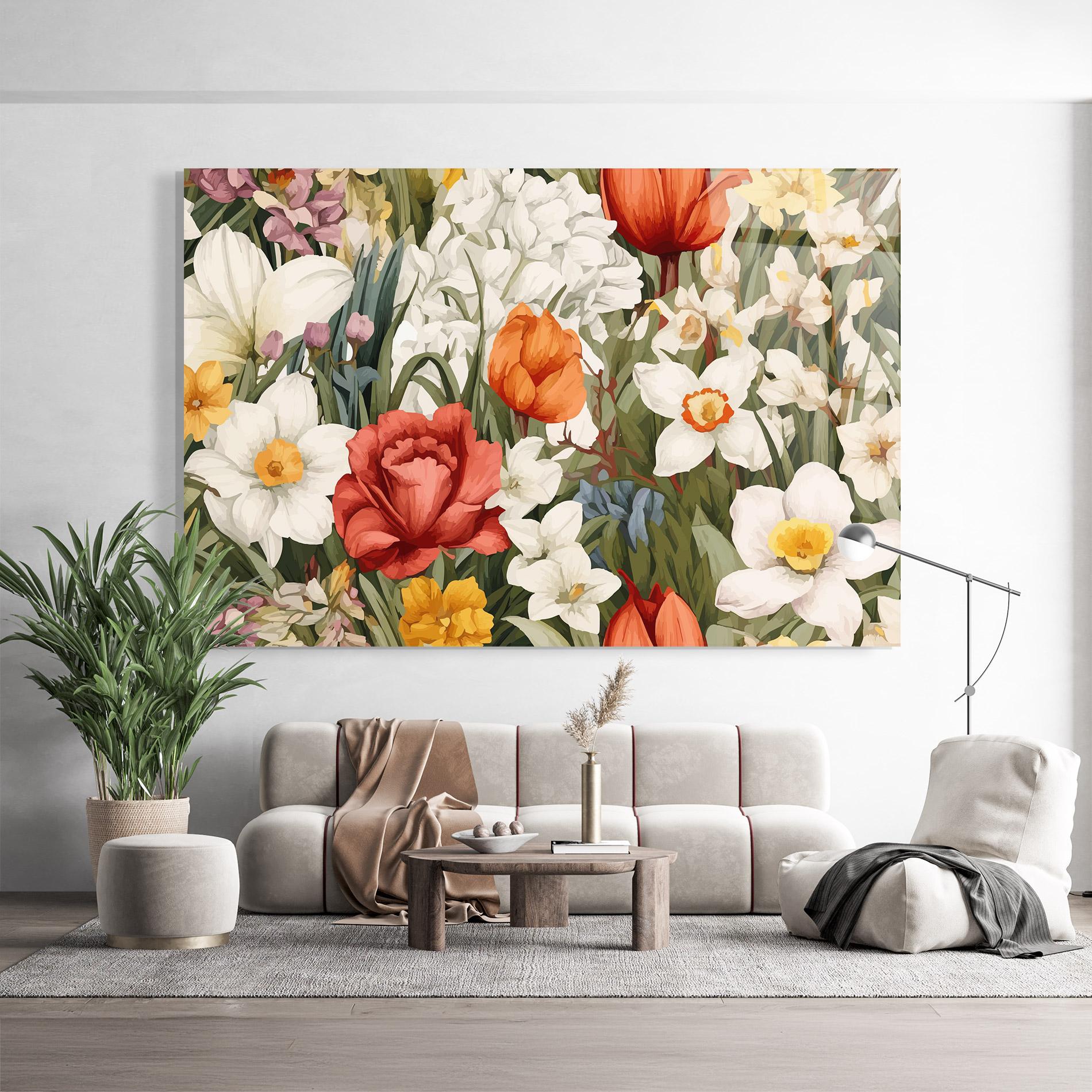 Tablou Sticla Orange Red Spring mockup 9