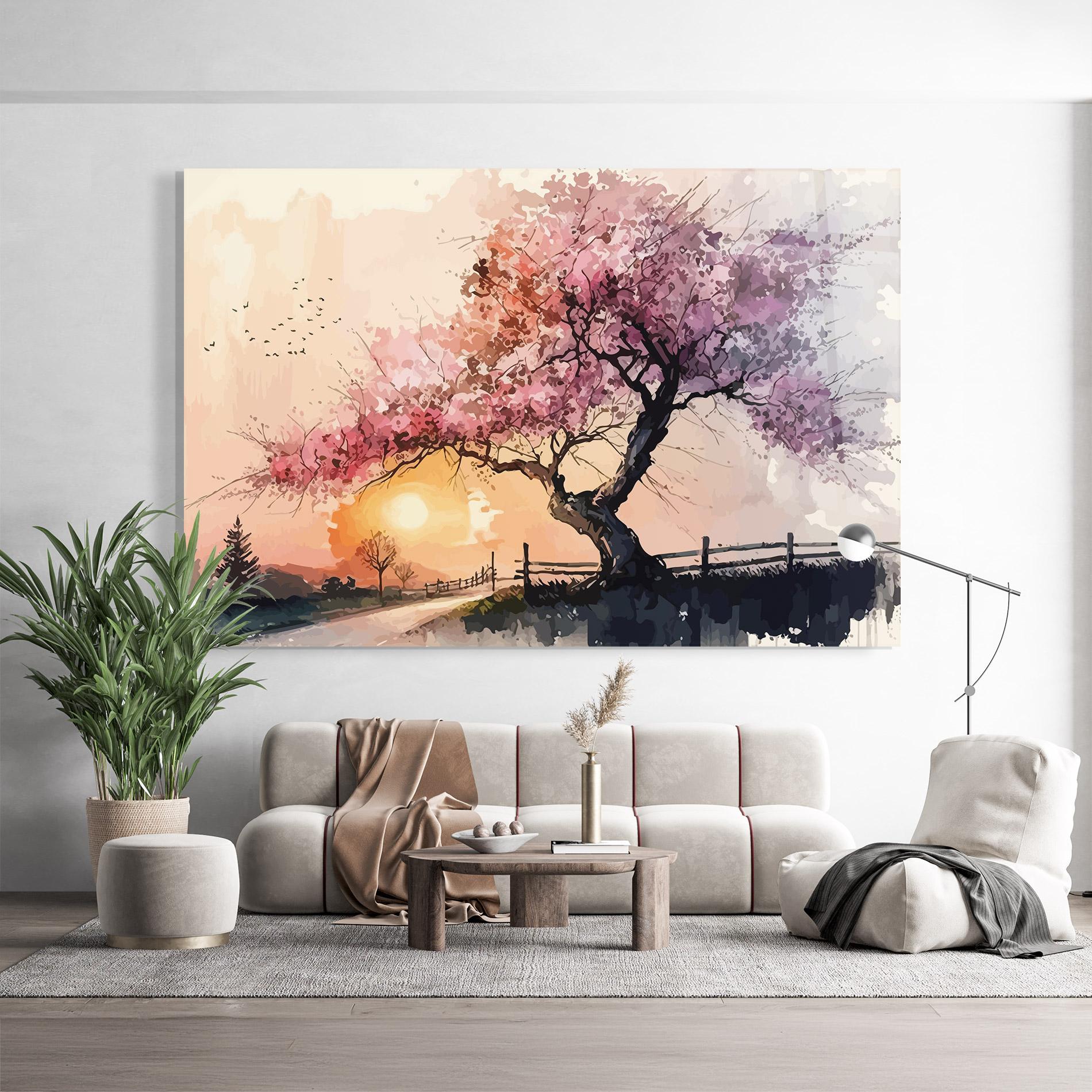 Tablou Sticla Sunset Spring mockup 9