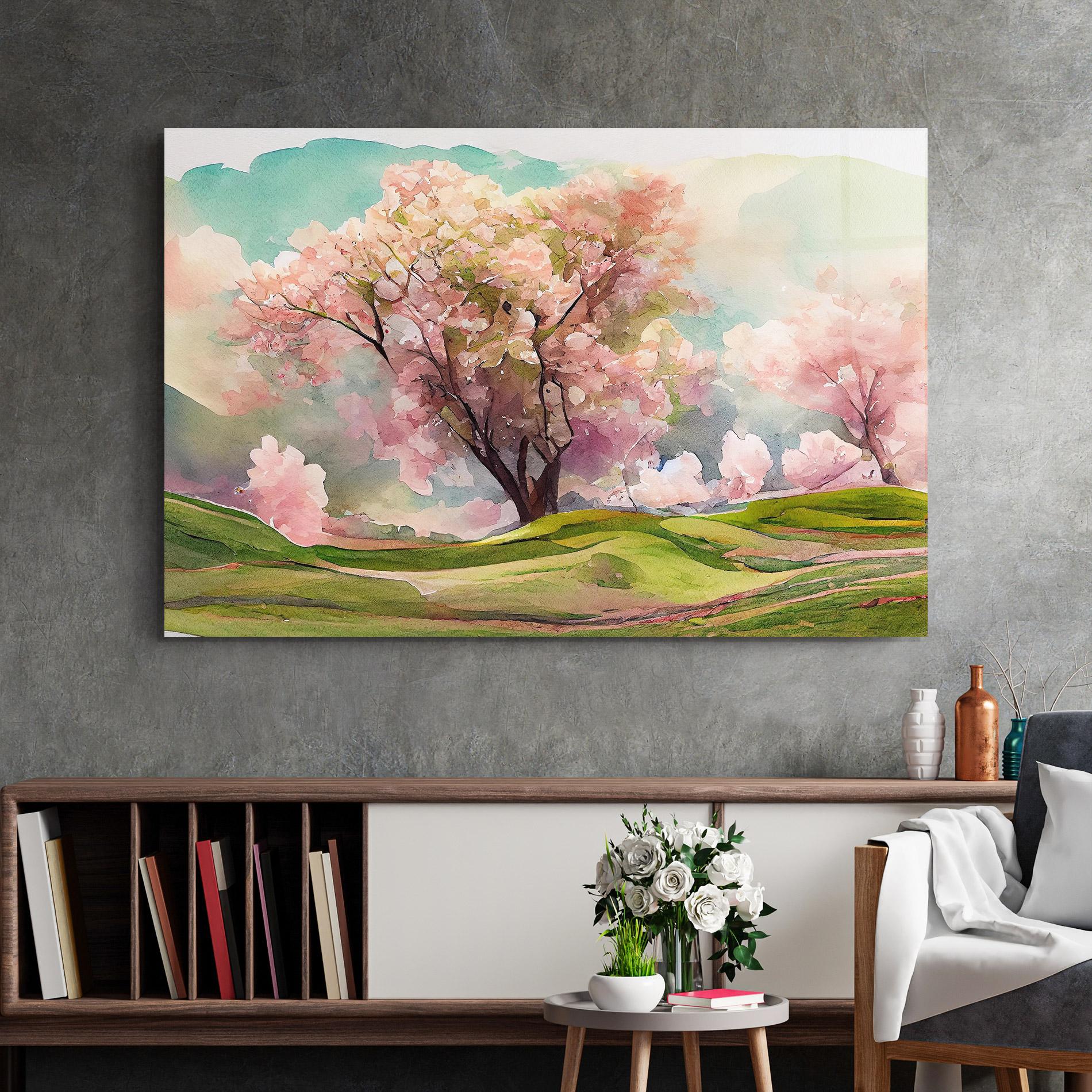 Tablou Sticla Big Spring Trees mockup 2