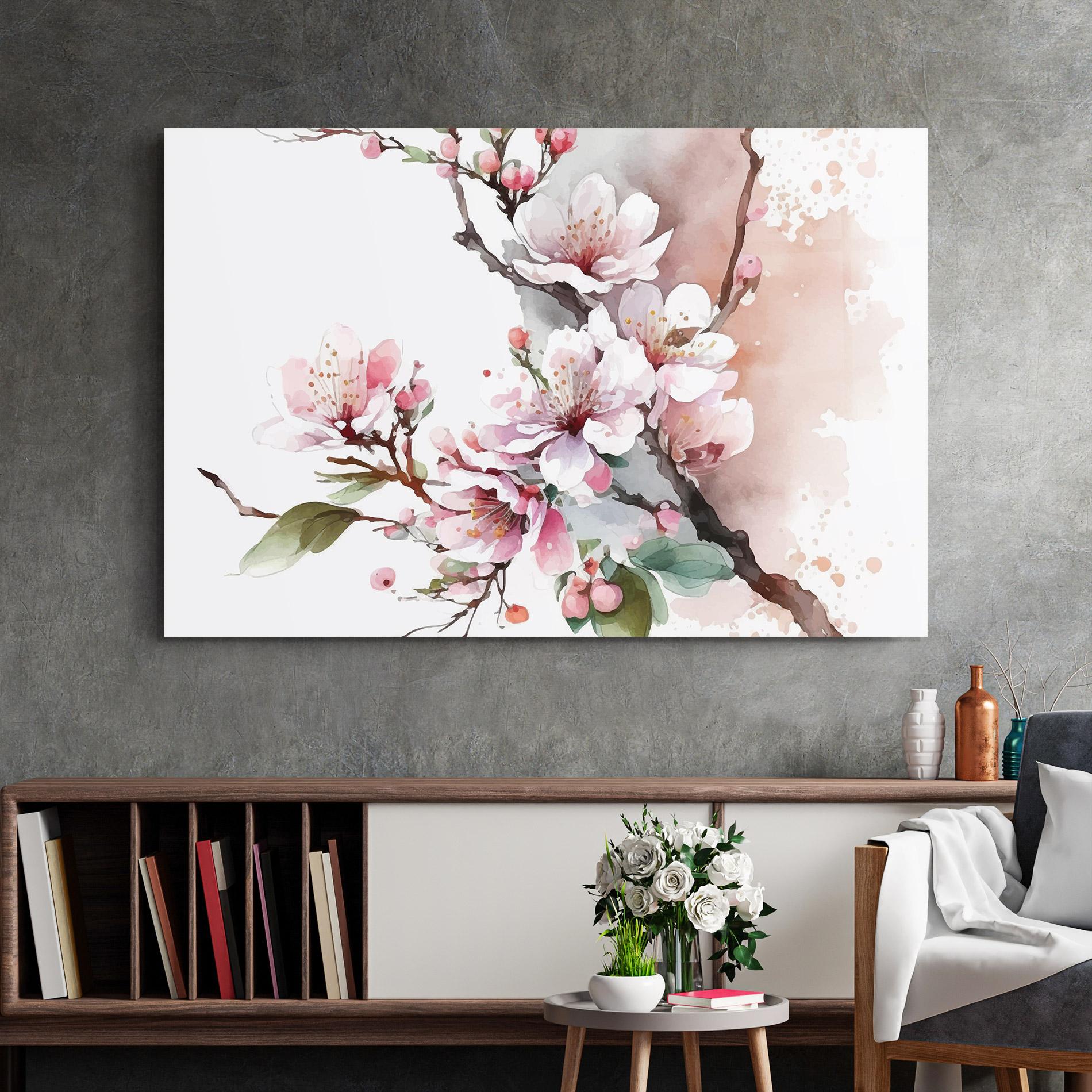 Tablou Sticla Cherry Spring Flower mockup 2