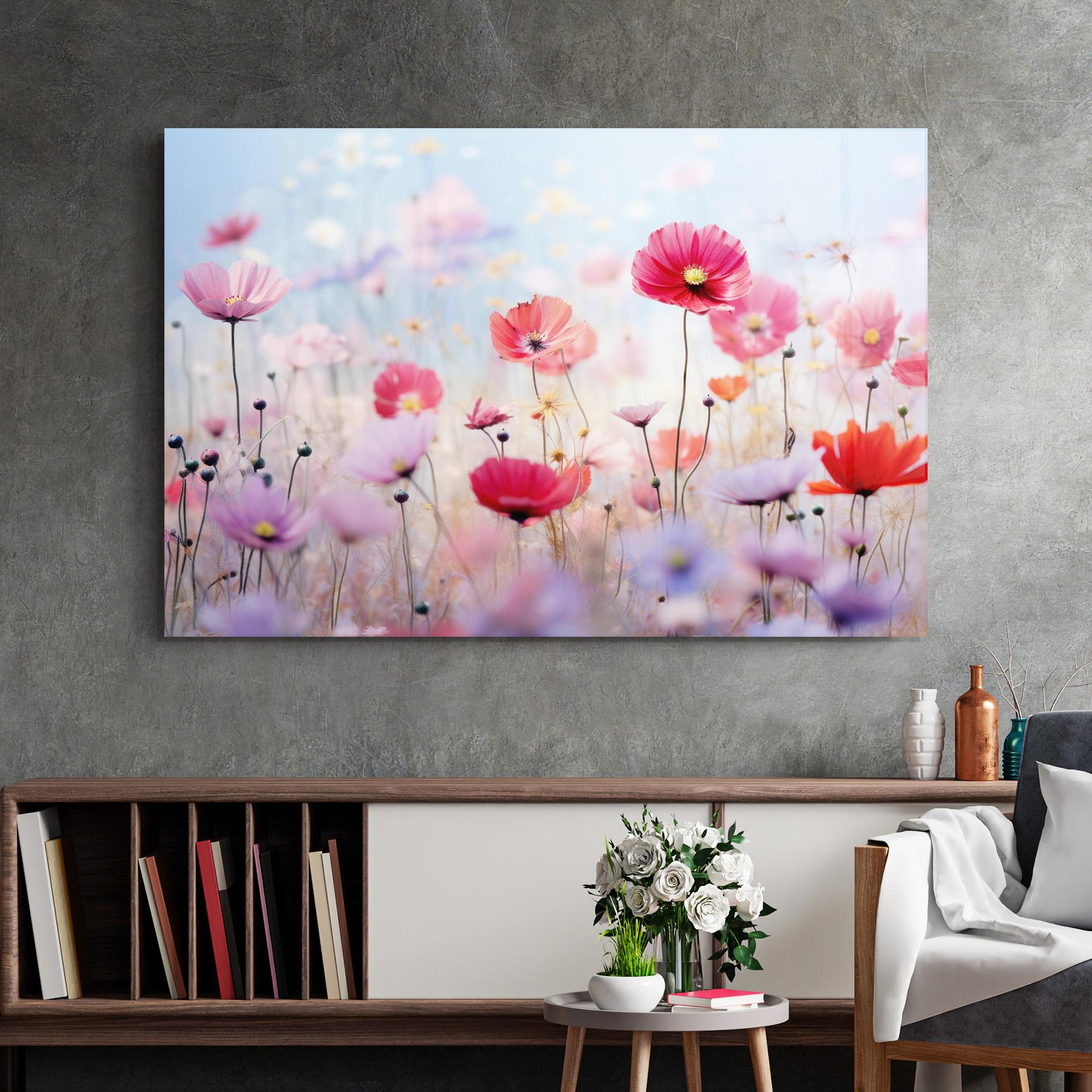 Tablou Sticla Dreamy Sprig Pink Flower mockup 2