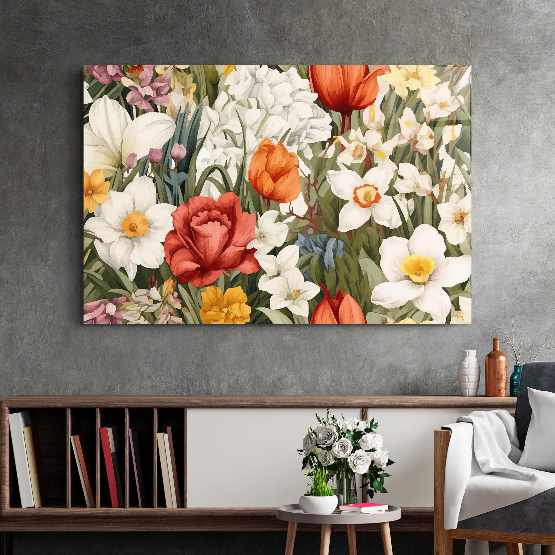 Tablou Sticla Orange Red Spring mockup 2