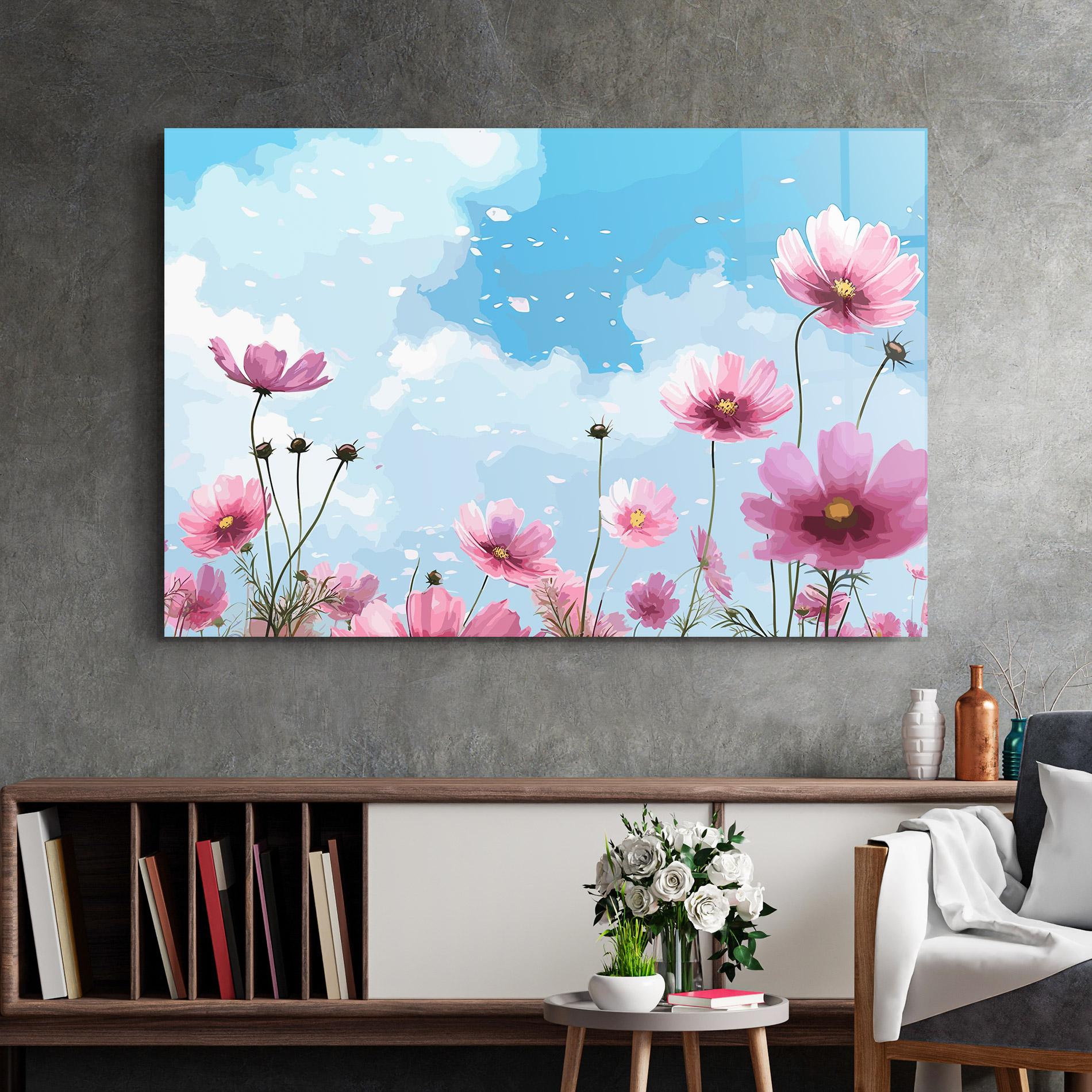 Tablou Sticla Pink Flowers Spring mockup 2