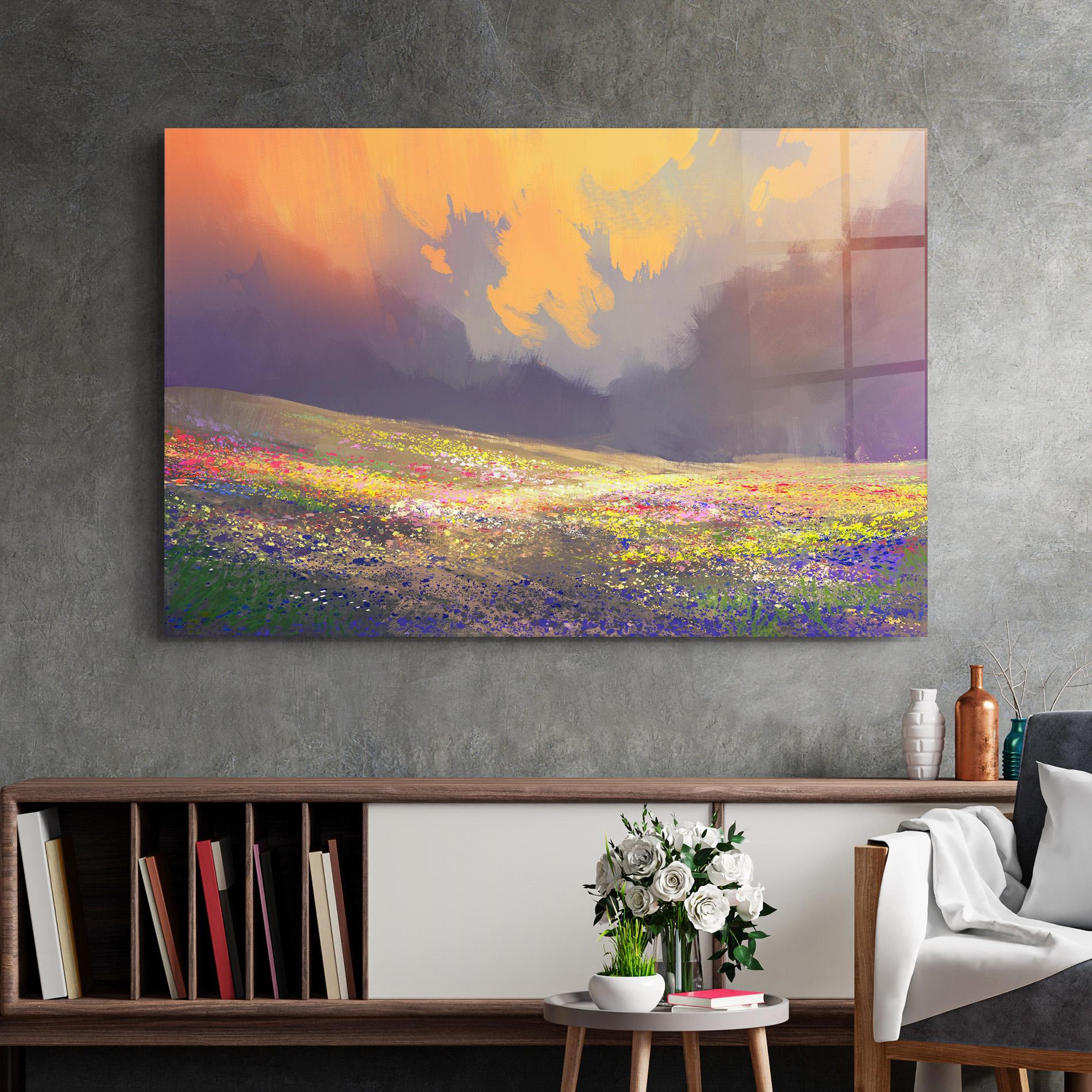 Tablou Sticla Pretty Spring Field mockup 2