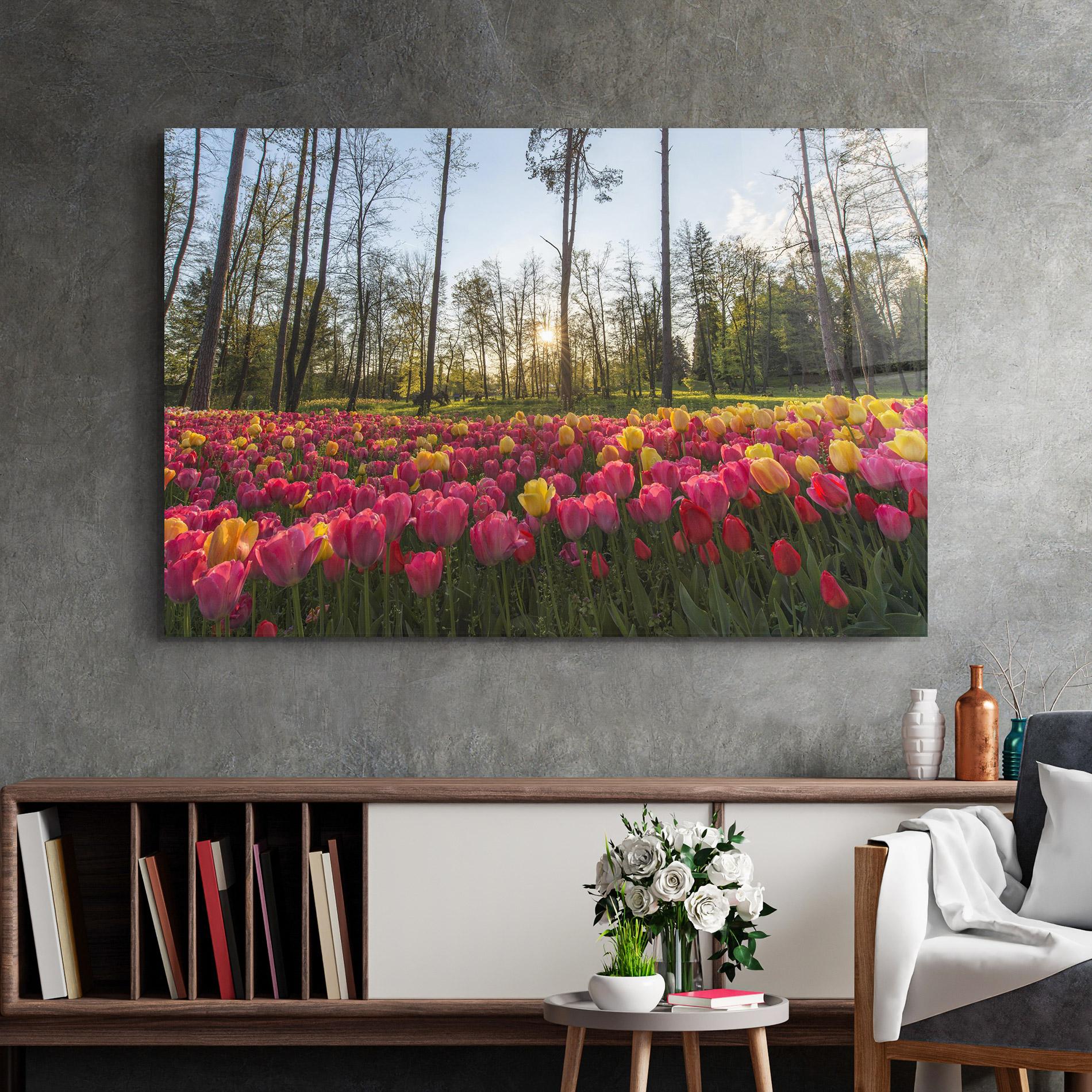 Tablou Sticla Pretty Spring Flowers mockup 2