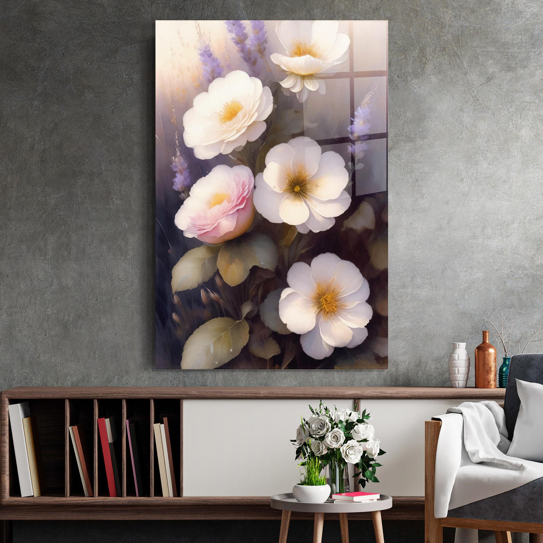 Tablou Sticla Cream Flower Spring mockup 2