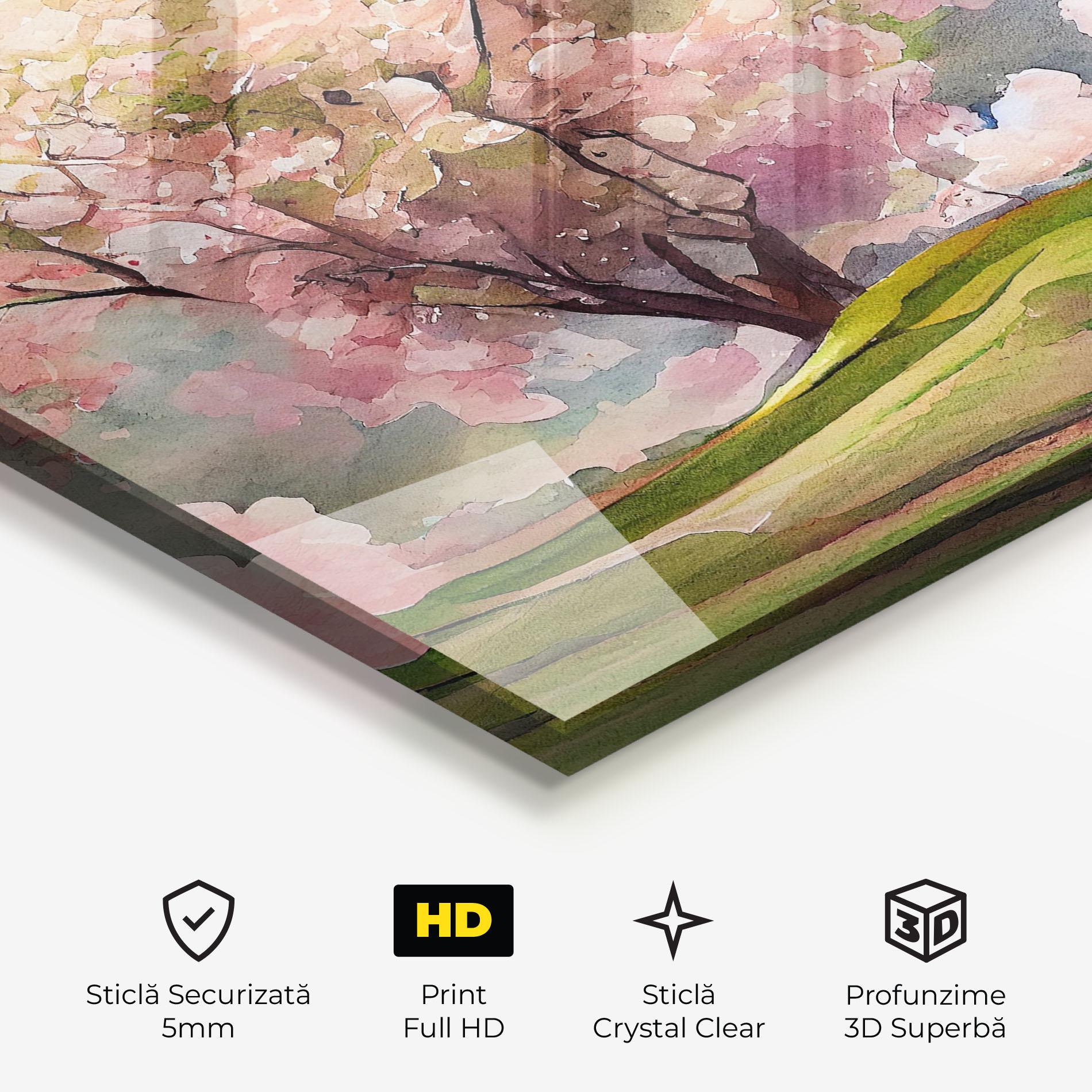 Tablou Sticla Big Spring Trees mockup 3