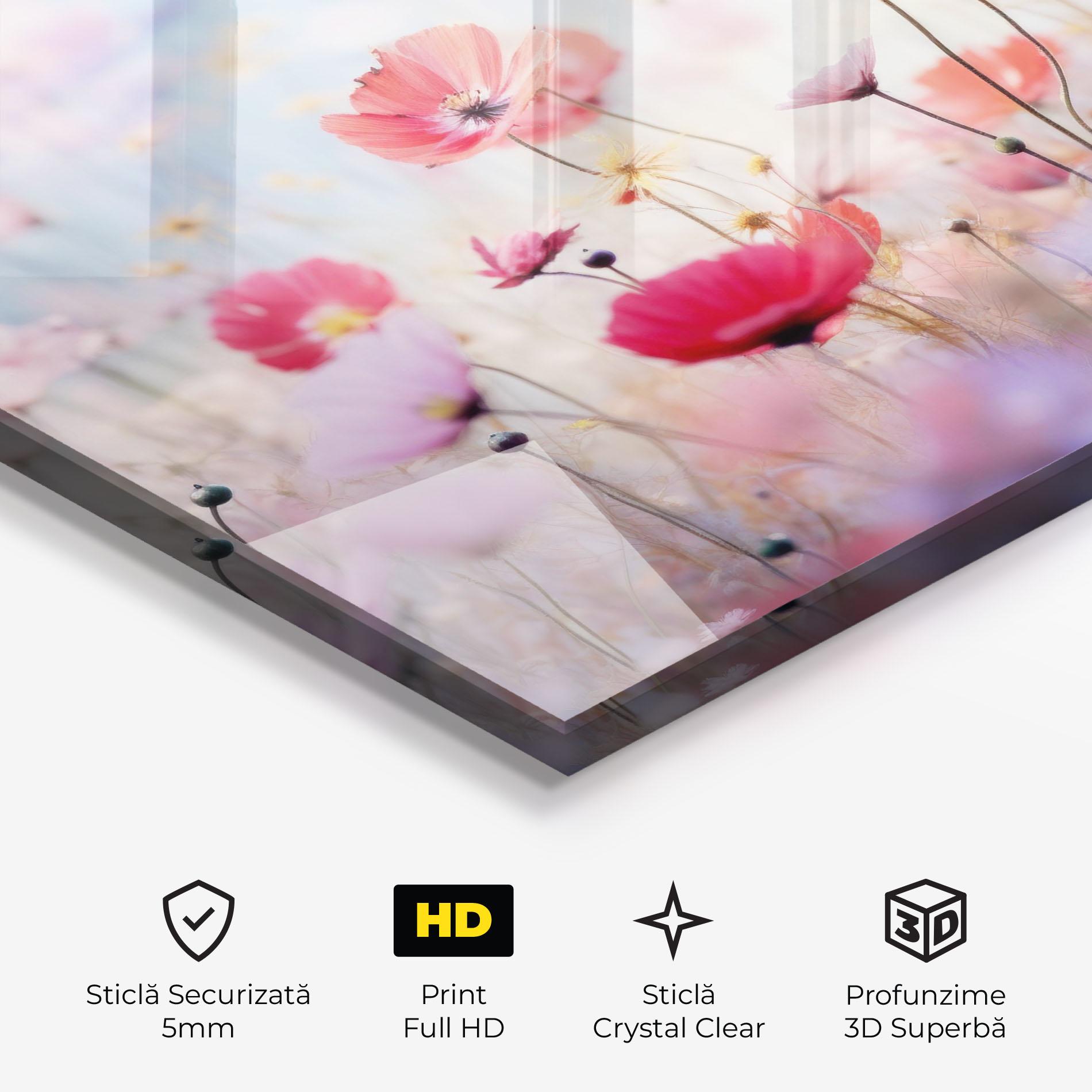 Tablou Sticla Dreamy Sprig Pink Flower mockup 3