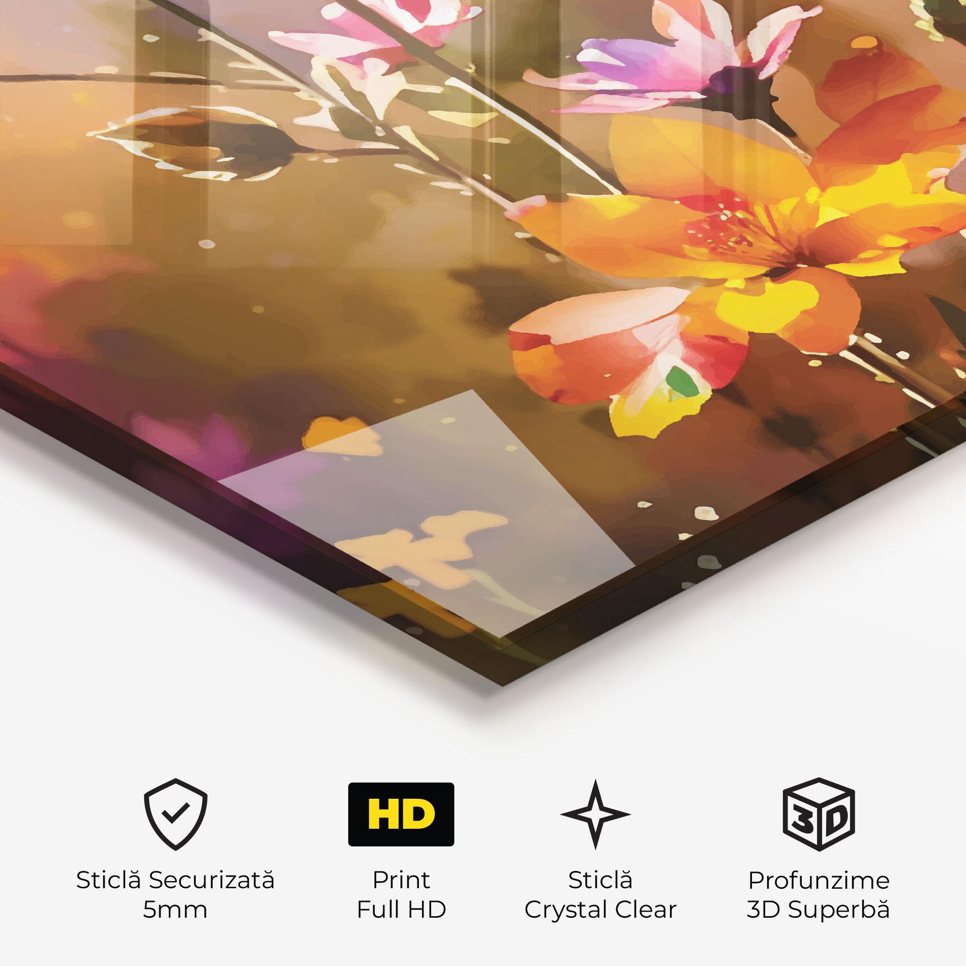 Tablou Sticla Orange Pink Spring mockup 3