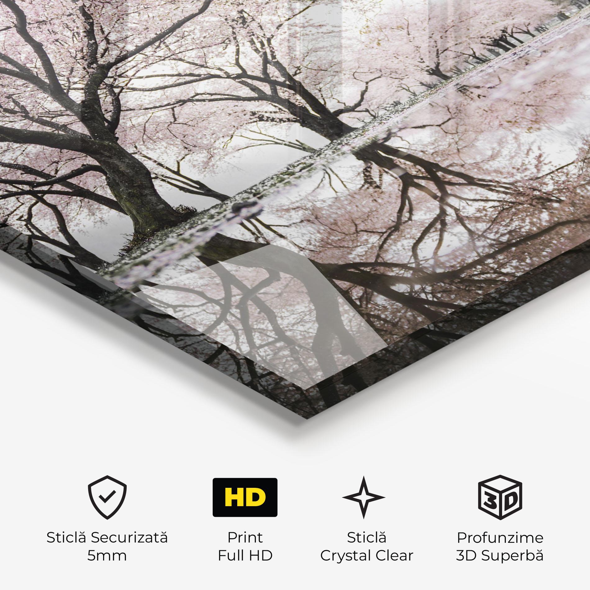 Tablou Sticla Pretty Pink Spring Tree mockup 3