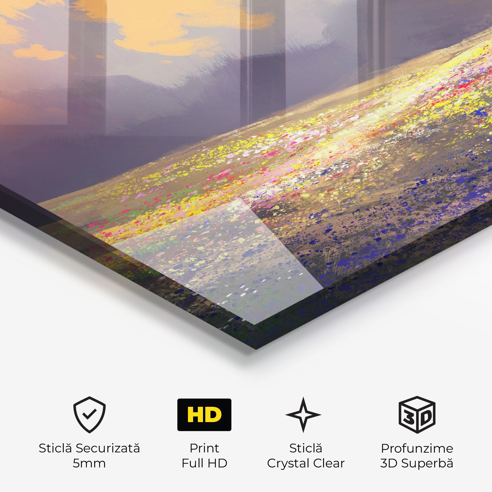 Tablou Sticla Pretty Spring Field mockup 3