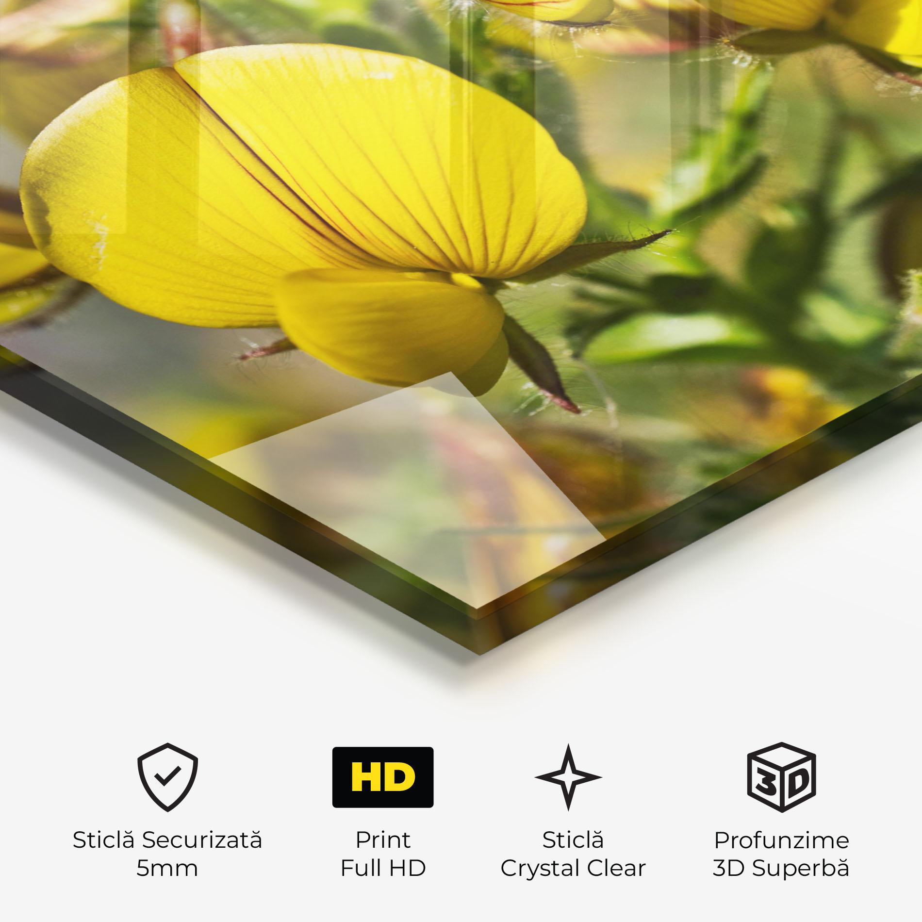 Tablou Sticla Pretty Spring Yellow Flower mockup 3