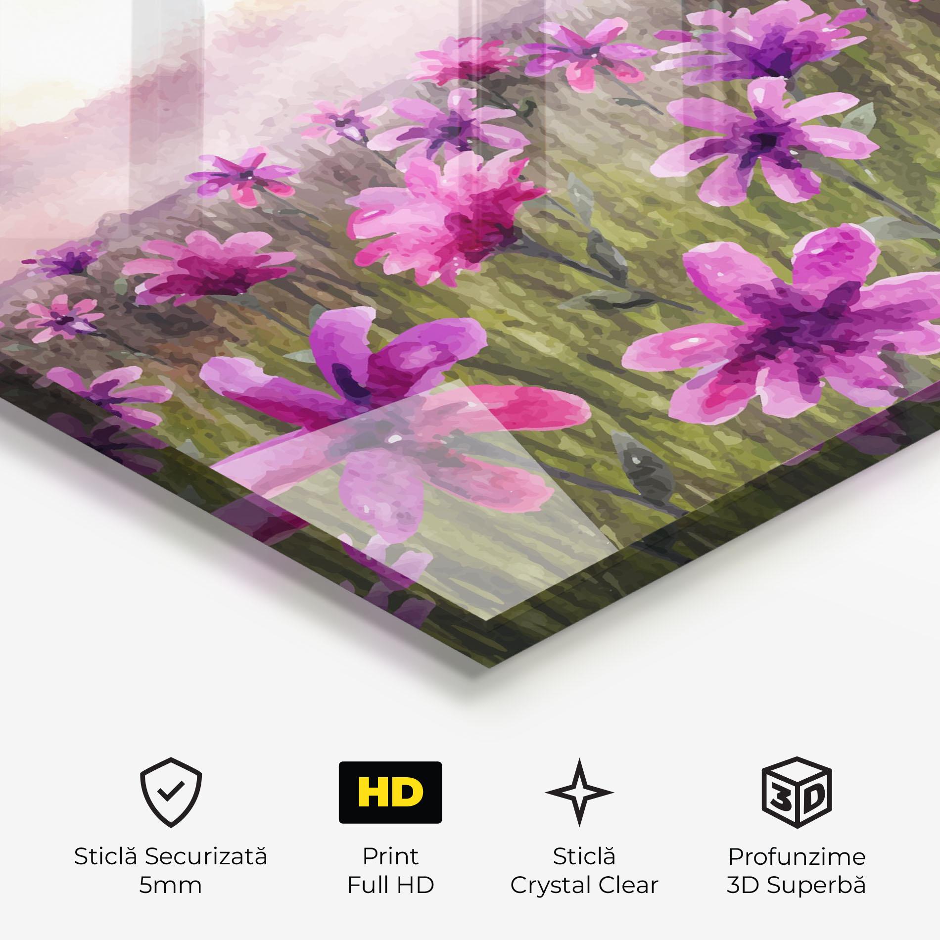 Tablou Sticla Purple Flower Spring mockup 3
