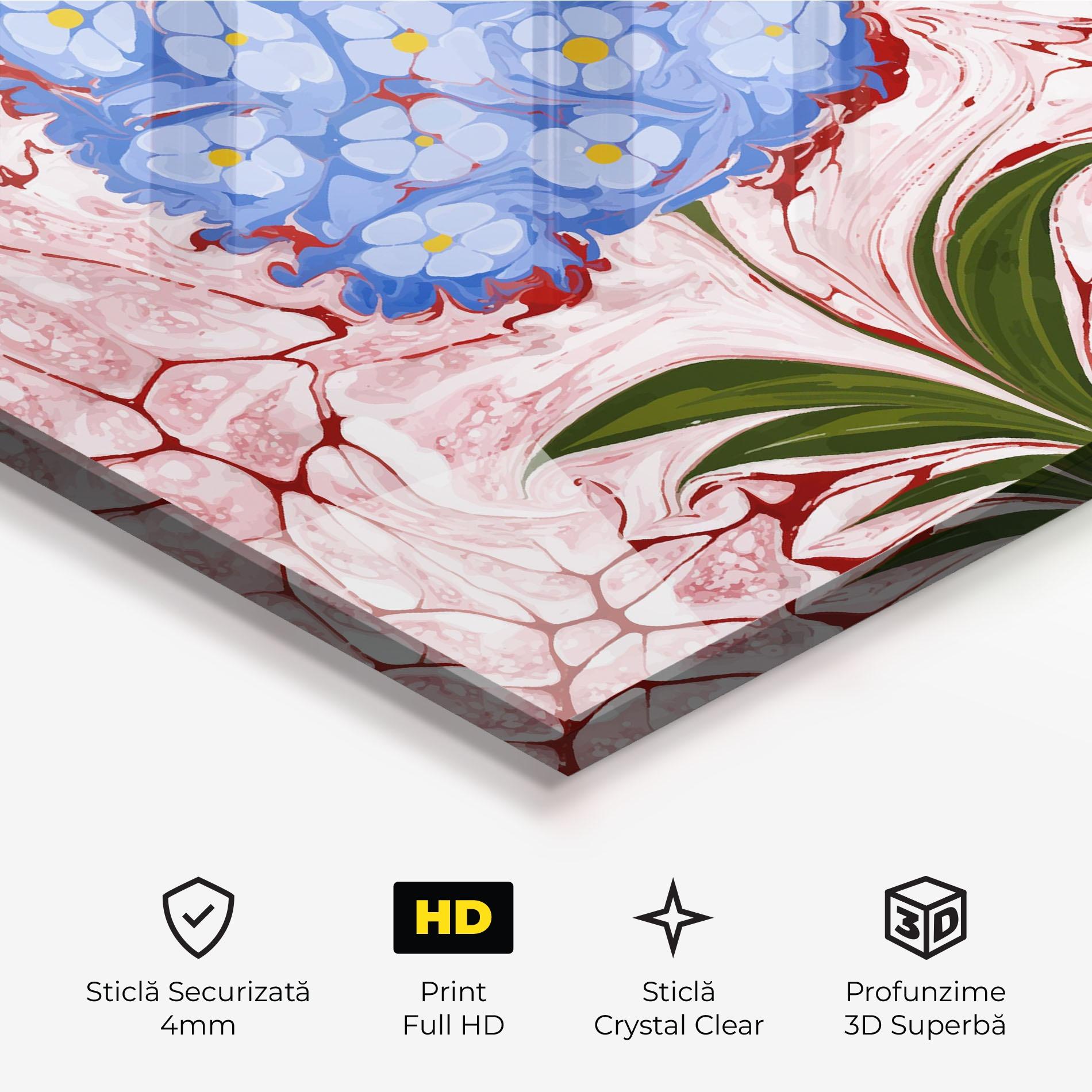 Tablou Sticla Blue Spring Flower mockup 3