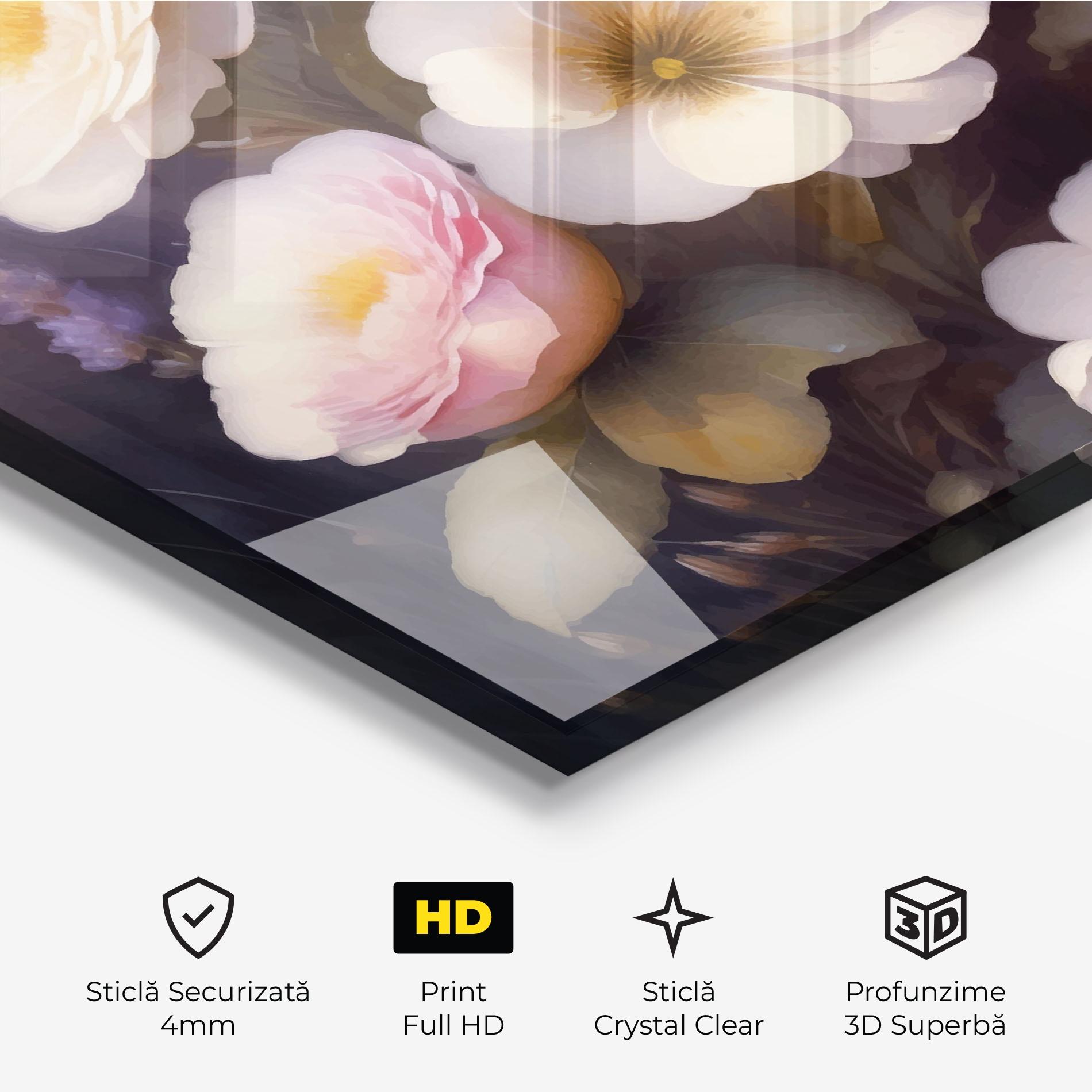 Tablou Sticla Cream Flower Spring mockup 3