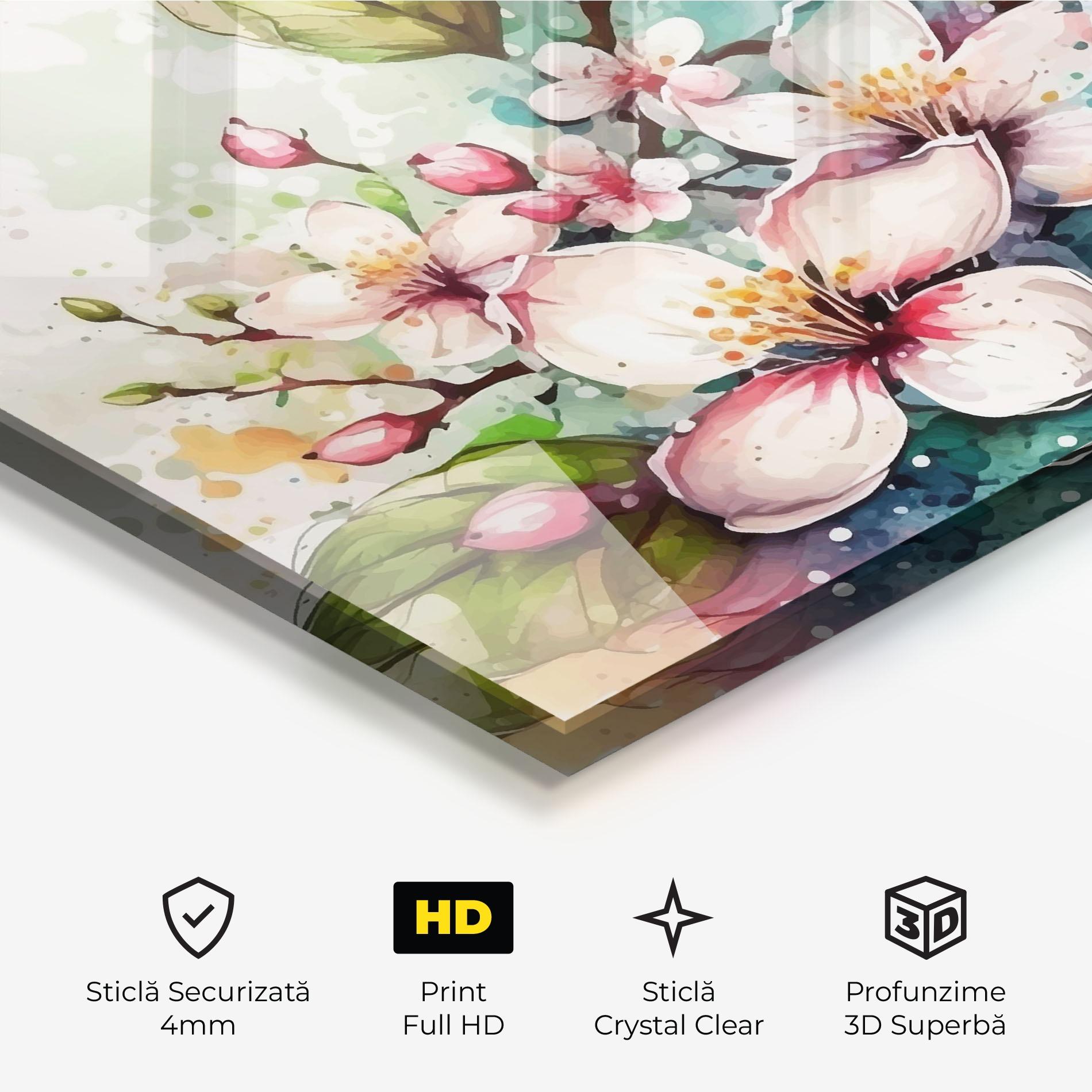 Tablou Sticla Cream Pink Spring mockup 3