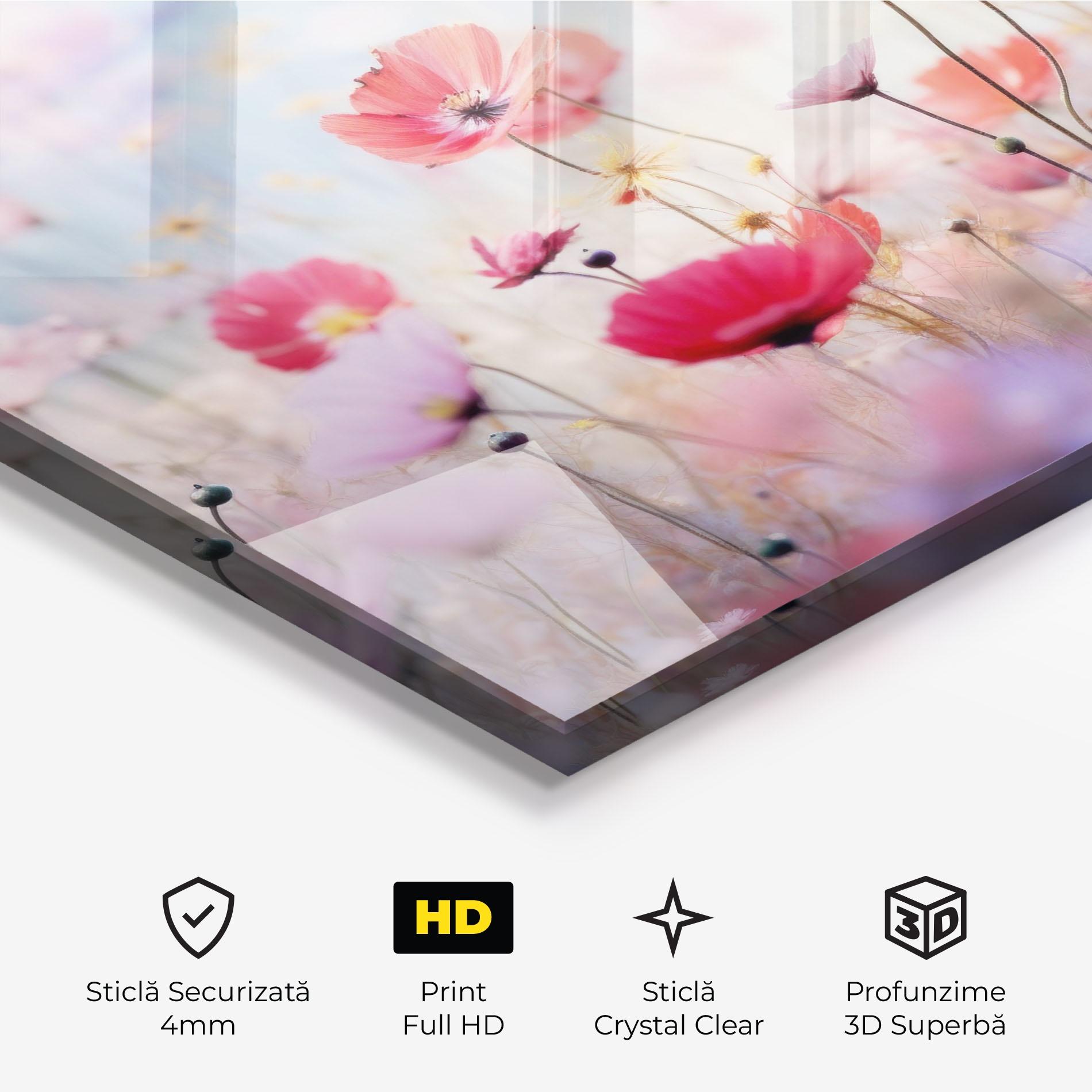 Tablou Sticla Dreamy Sprig Pink Flower mockup 3