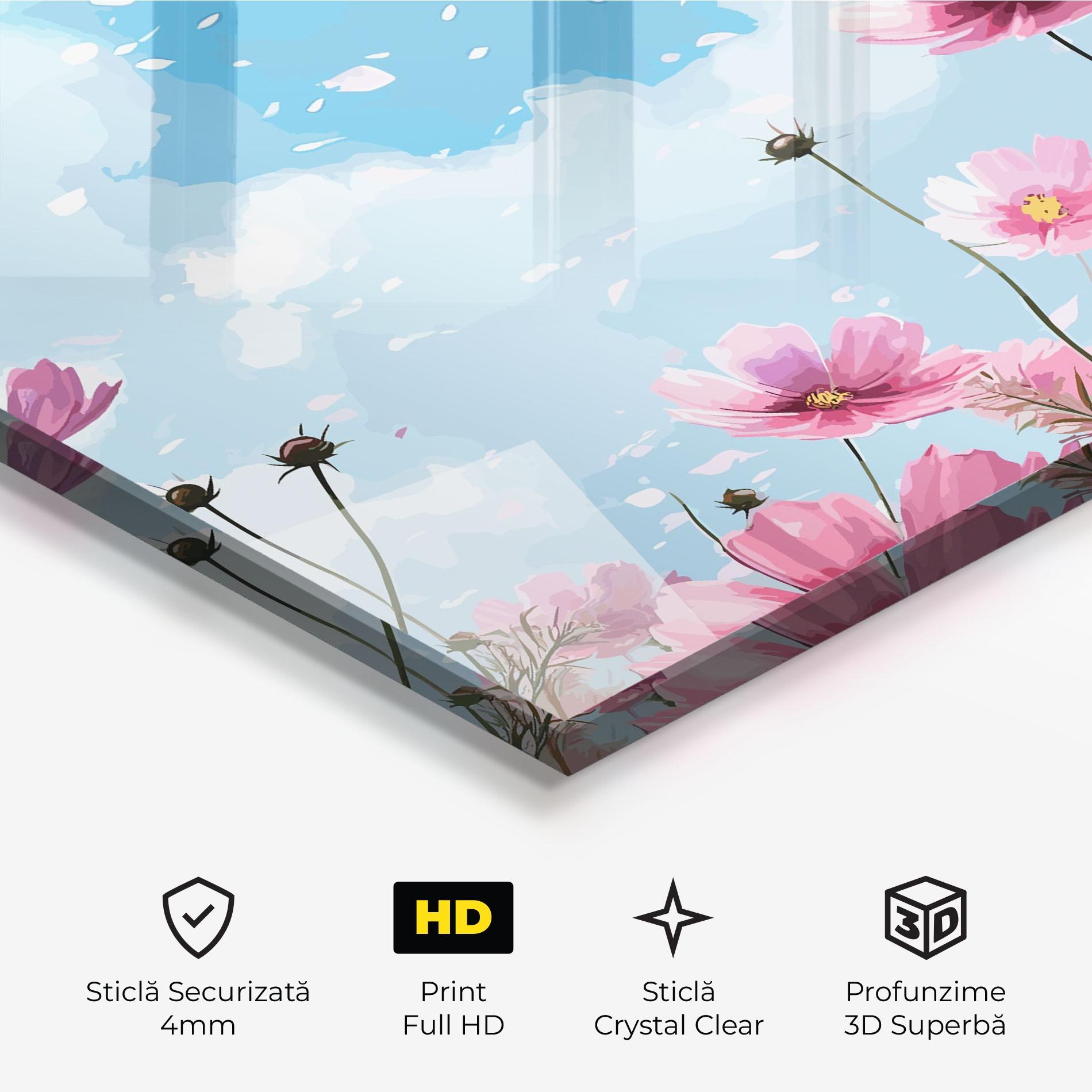 Tablou Sticla Pink Flowers Spring mockup 3